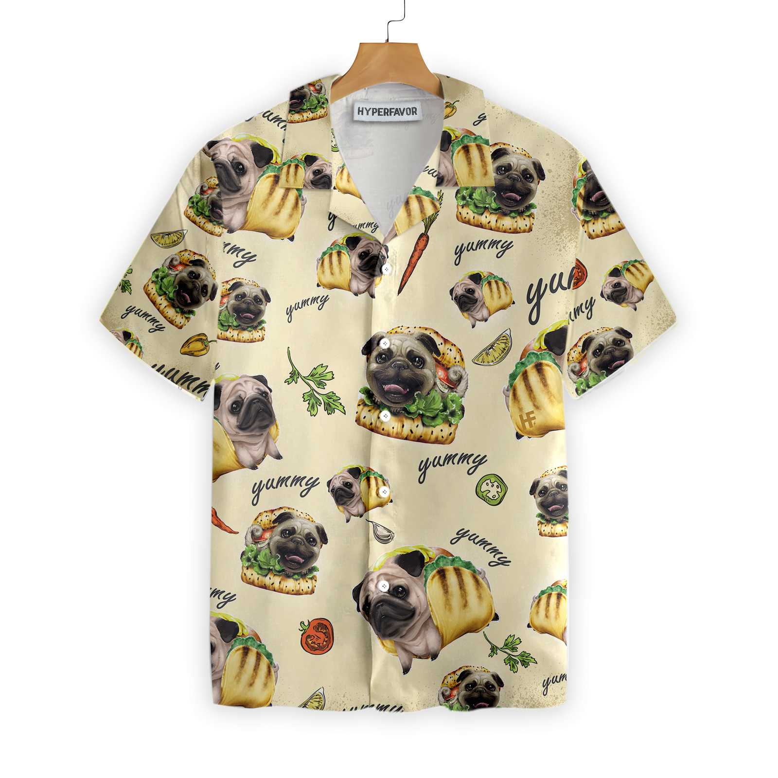 Adorable Taco Pugs Hawaiian Shirt, Funny Taco Pug Pattern Aloha Shirt, Best Christmas Gift For Pug Lovers, Dog Lovers