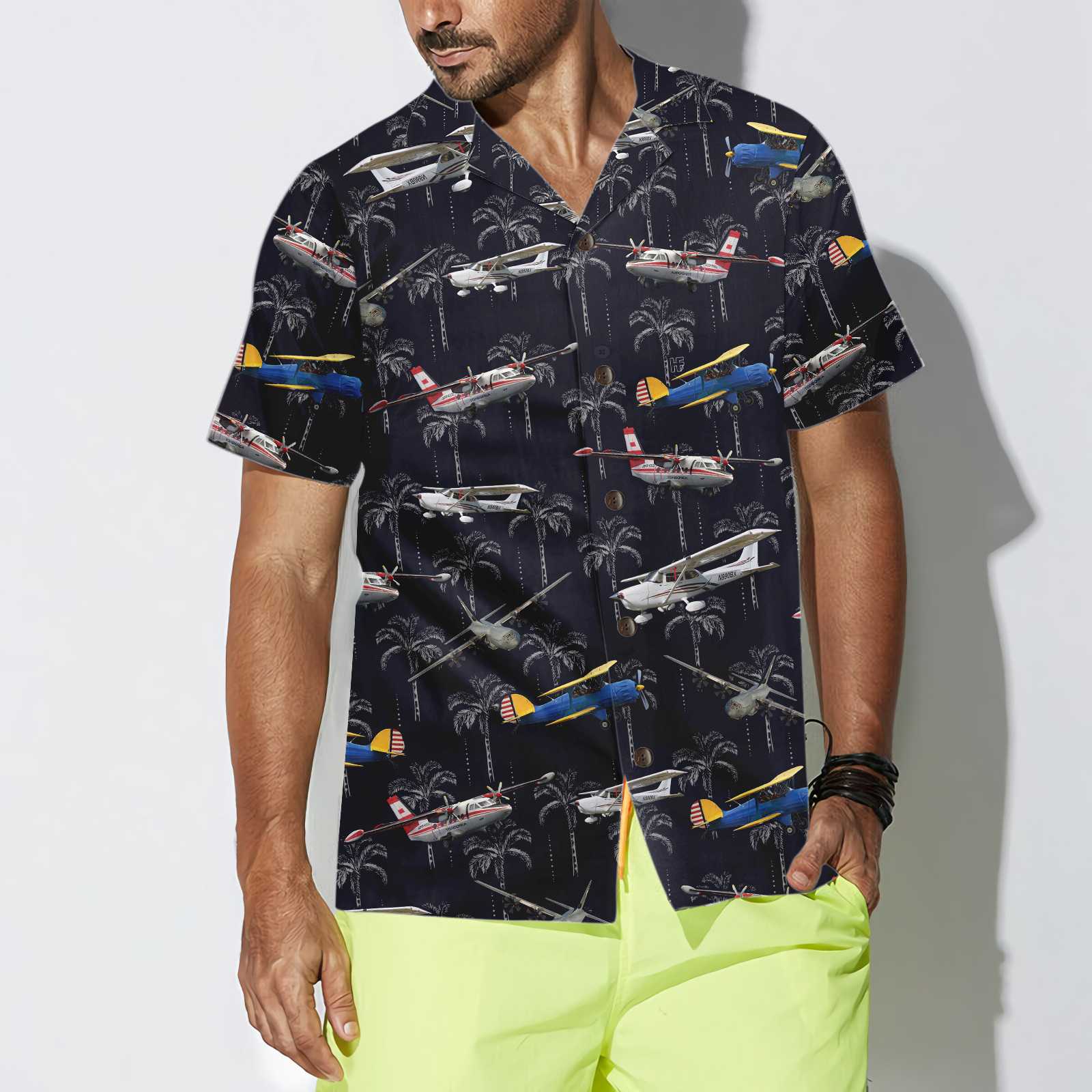 Aircraft On Coconut Forest Hawaiian Shirt, Tropical Aircraft Aviation Aloha Shirt For Men, Perfect Gift For Friends, Husband, Boyfriend, Family