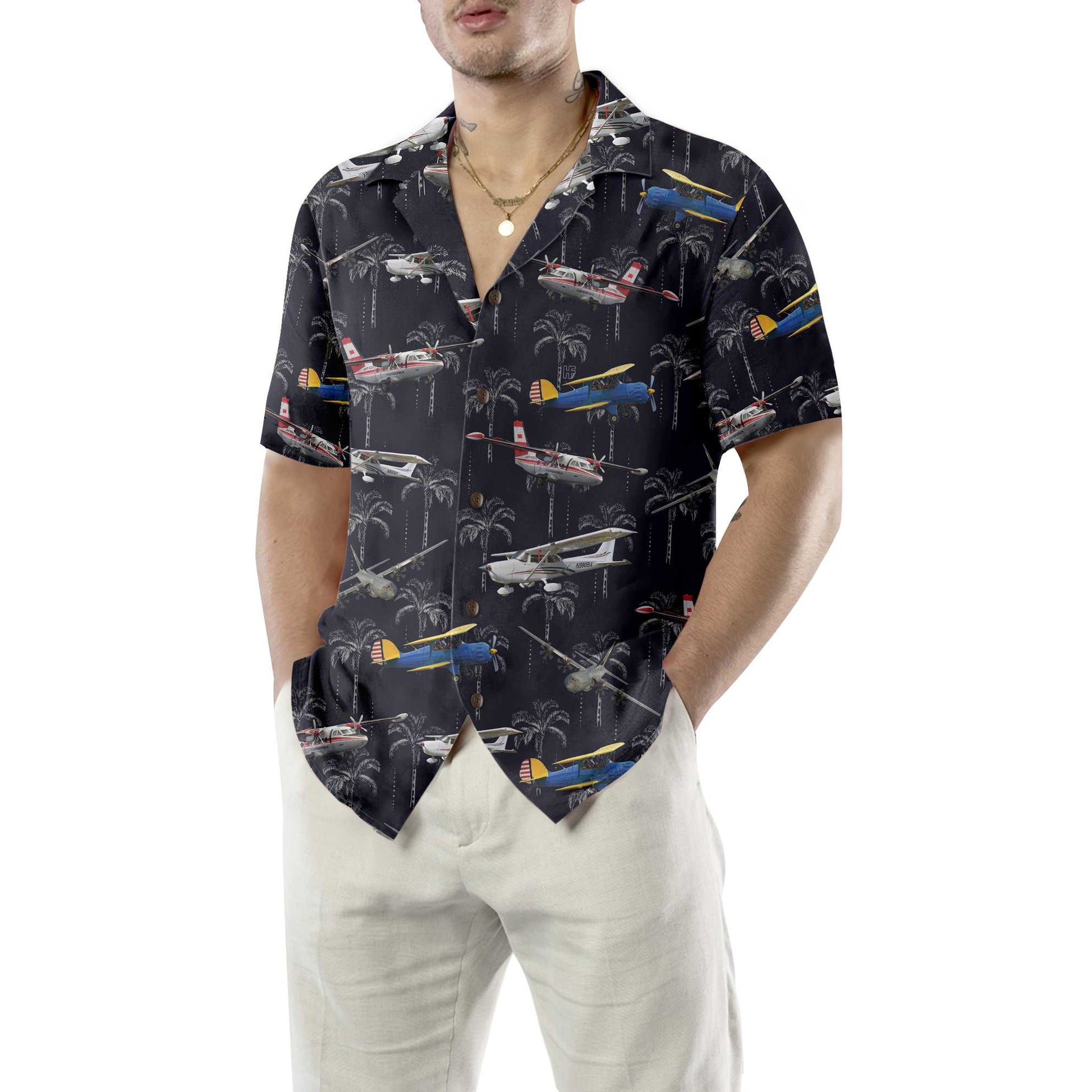 Aircraft On Coconut Forest Hawaiian Shirt, Tropical Aircraft Aviation Aloha Shirt For Men, Perfect Gift For Friends, Husband, Boyfriend, Family