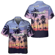 Tropical Aircraft On Sunset Hawaiian Shirt, Aircraft Aloha Shirt For Men And Women, Perfect Gift For Friends, Husband, Boyfriend, Wife, Girlfriend, Family