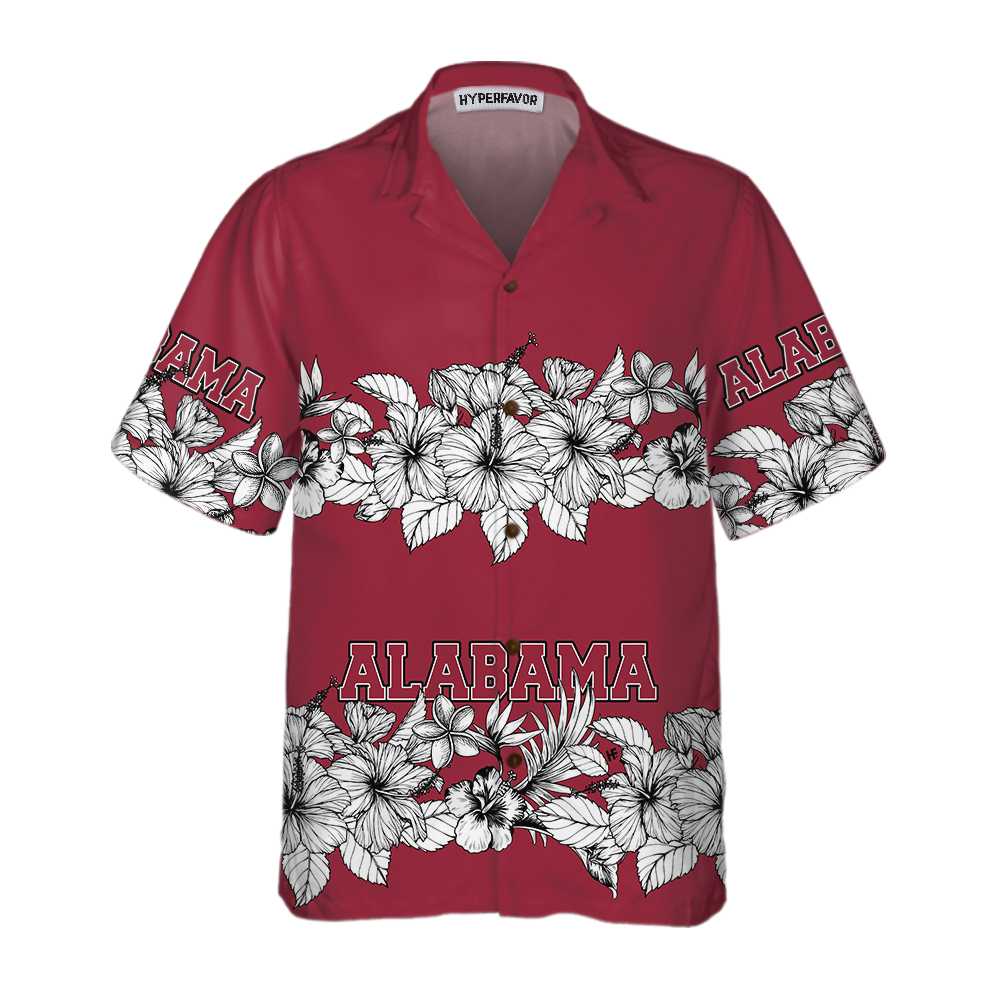 Alabama Flower Hawaiian Shirt, Floral Alabama Aloha Shirt For Men And Women, Perfect Gift For Friends, Husband, Boyfriend, Wife, Girlfriend, Family