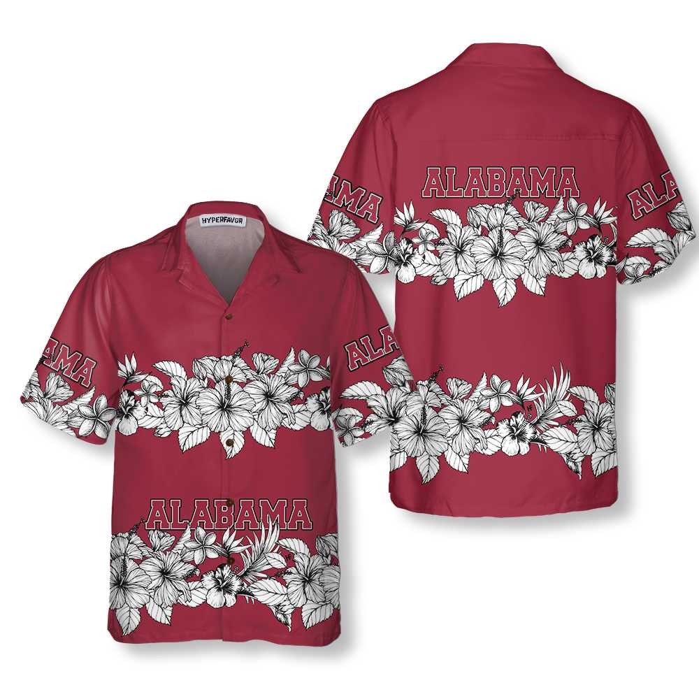 Alabama Flower Hawaiian Shirt, Floral Alabama Aloha Shirt For Men And Women, Perfect Gift For Friends, Husband, Boyfriend, Wife, Girlfriend, Family