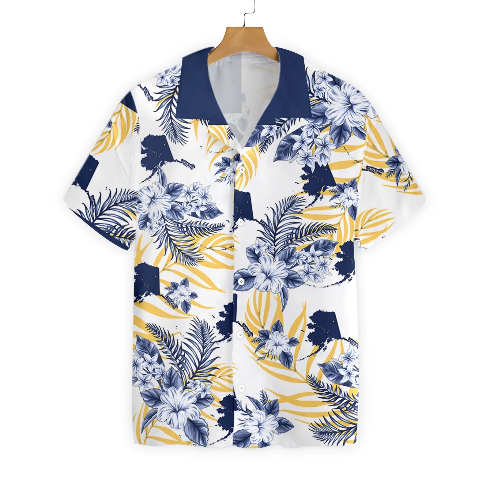 Alaska Map Tropical Flower Hawaiian Shirt, Alaska Proud Aloha Shirt For Men And Women, Perfect Gift For Friends, Husband, Boyfriend, Wife, Girlfriend, Family