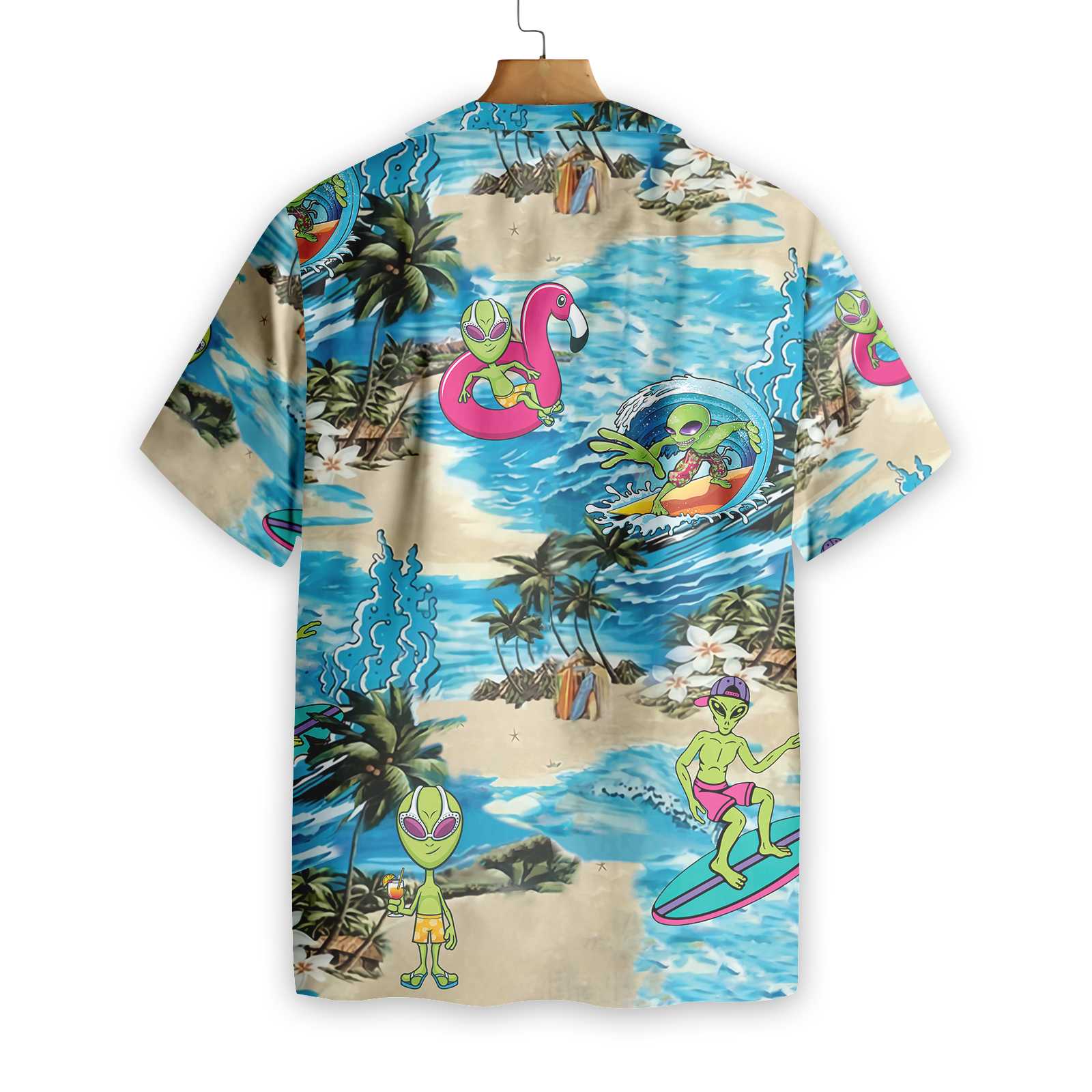 Alien On The Beach Hawaiian Shirt, Summer Beach Aloha Shirt For Men And Women, Perfect Gift For Friends, Husband, Boyfriend, Wife, Girlfriend, Family