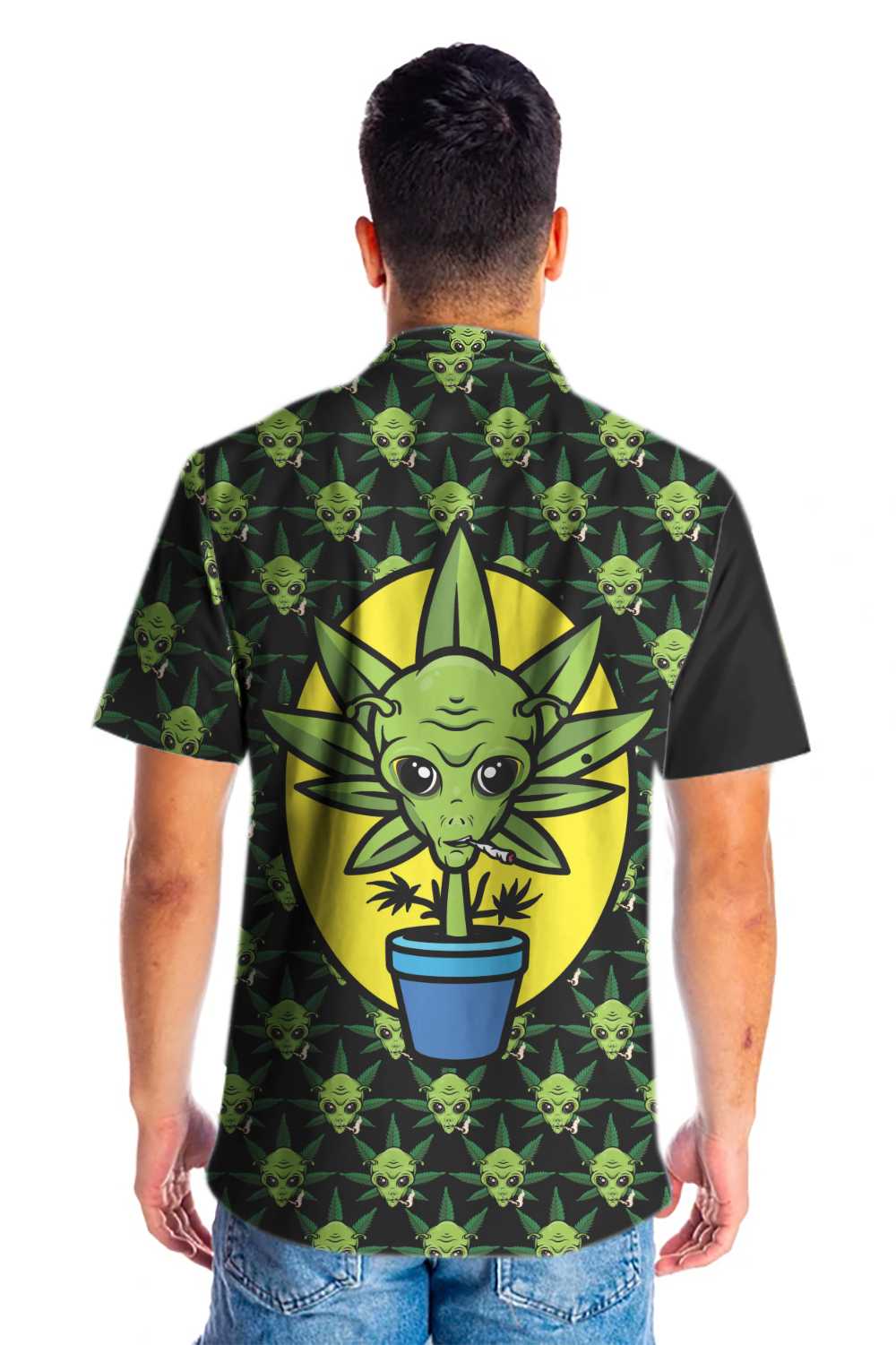 Alien Organic Marijuana Hawaiian Shirt, Don't Panic It's Organic Aloha Shirt For Men, Perfect Gift For Friends, Husband, Boyfriend, Family