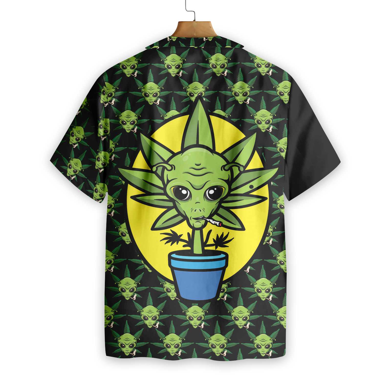 Alien Organic Marijuana Hawaiian Shirt, Don't Panic It's Organic Aloha Shirt For Men, Perfect Gift For Friends, Husband, Boyfriend, Family