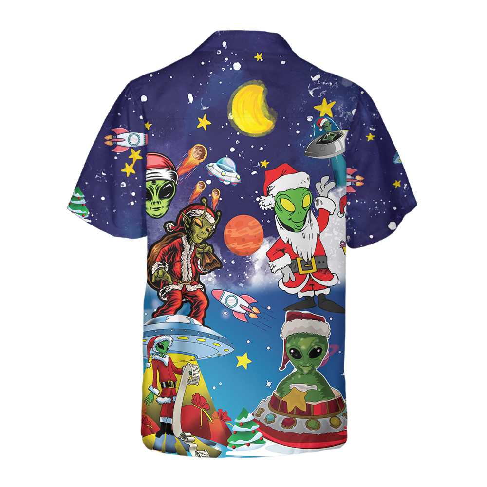 Aliens In Santa Costume Hawaiian Shirt, Funny Christmas Aloha Shirt For Men, Perfect Gift For Friends, Husband, Boyfriend, Family