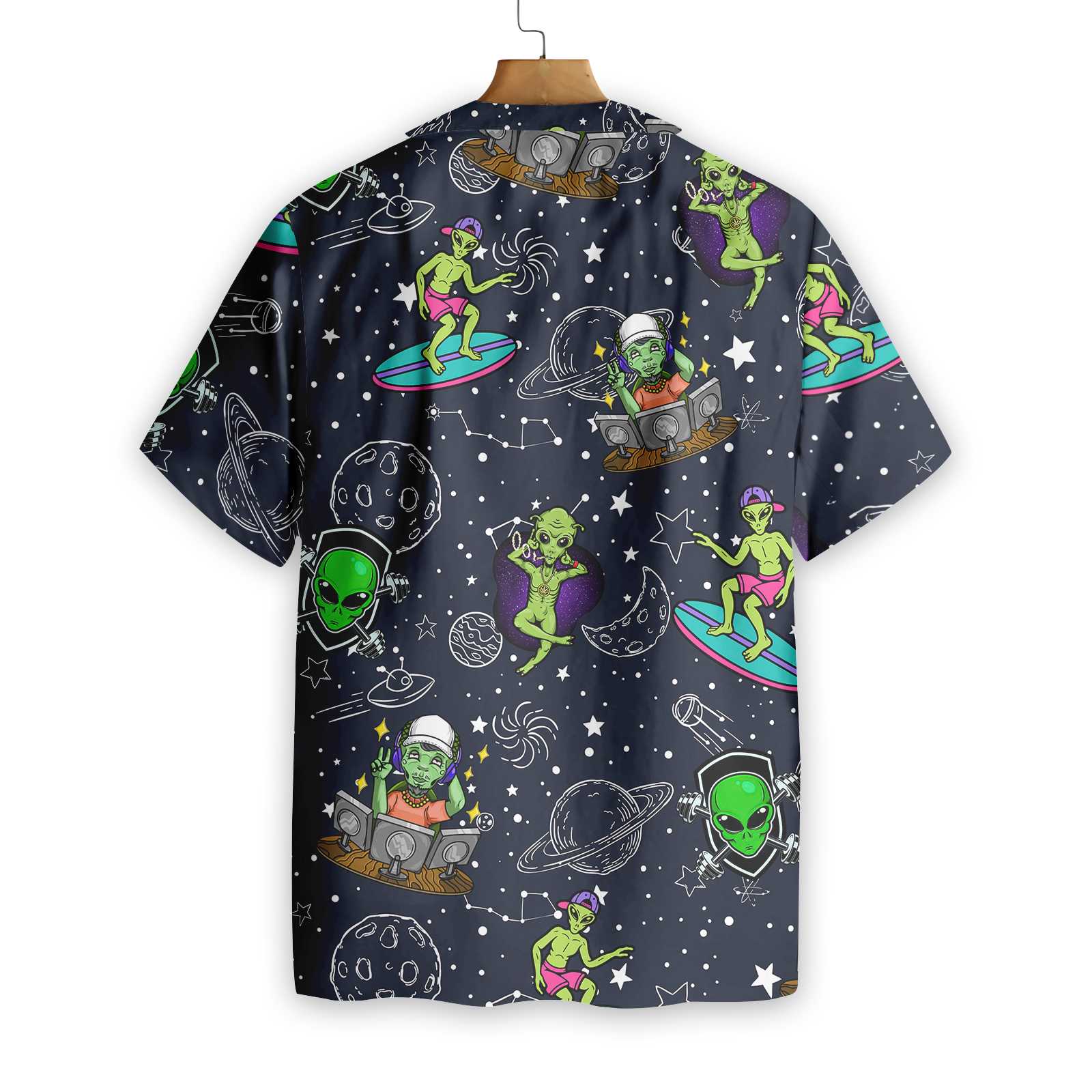 Aliens Night Sky Hawaiian Shirt, Planet Aloha Shirt For Men And Women, Perfect Gift For Friends, Husband, Boyfriend, Wife, Girlfriend, Family