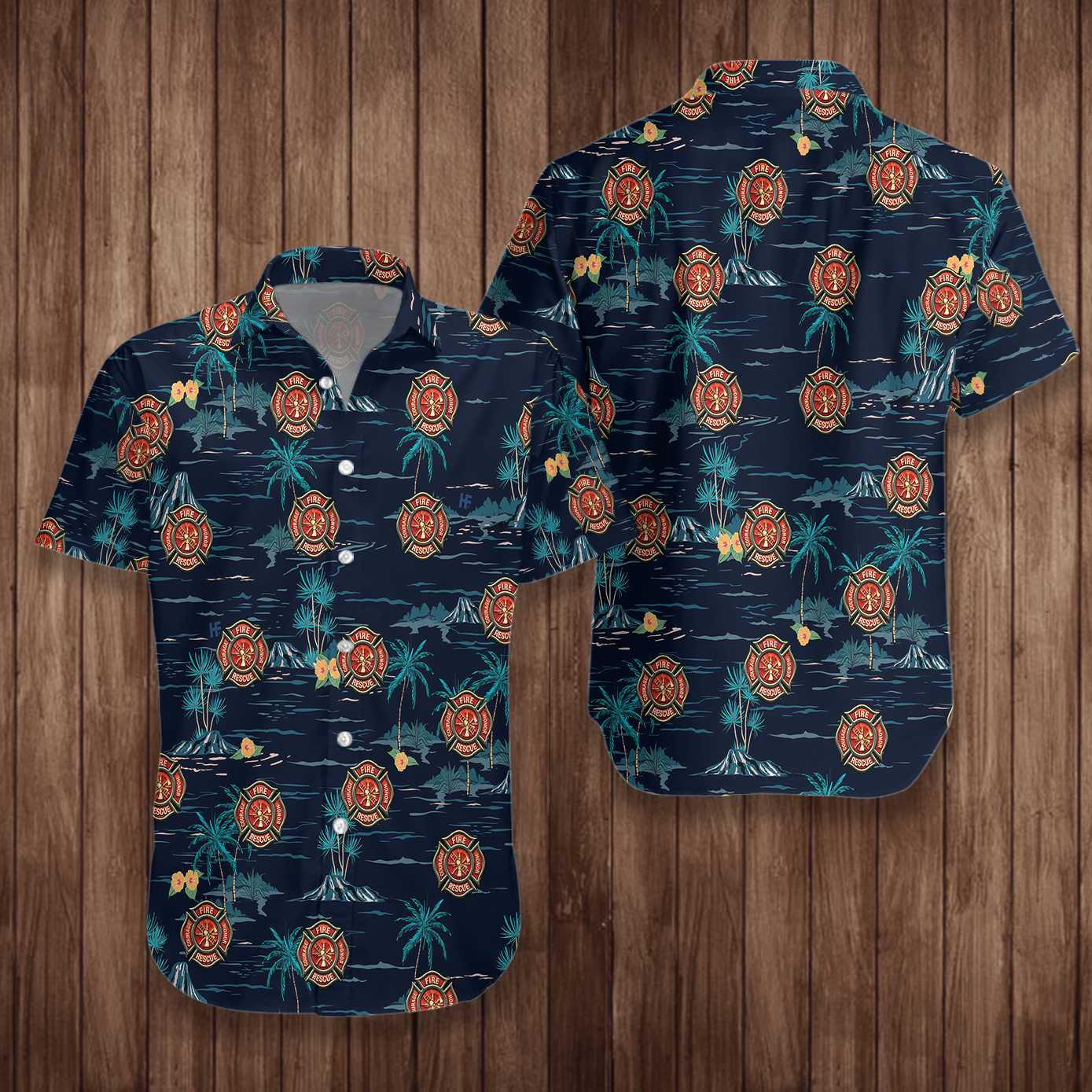 Tropical Navy Firefighter Hawaiian Shirt, All Gave Some Some Gave All Firefighter Aloha Shirt For Men, Perfect Gift For Firefighter