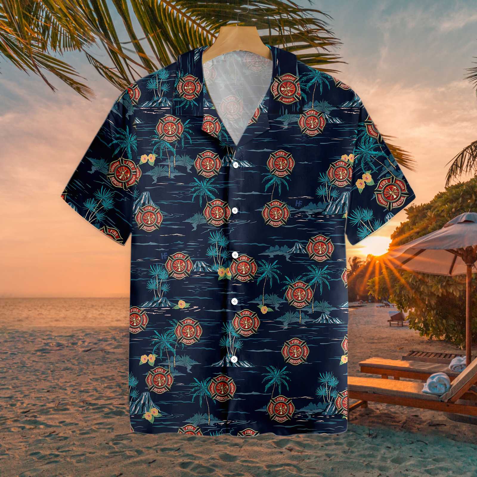 Tropical Navy Firefighter Hawaiian Shirt, All Gave Some Some Gave All Firefighter Aloha Shirt For Men, Perfect Gift For Firefighter