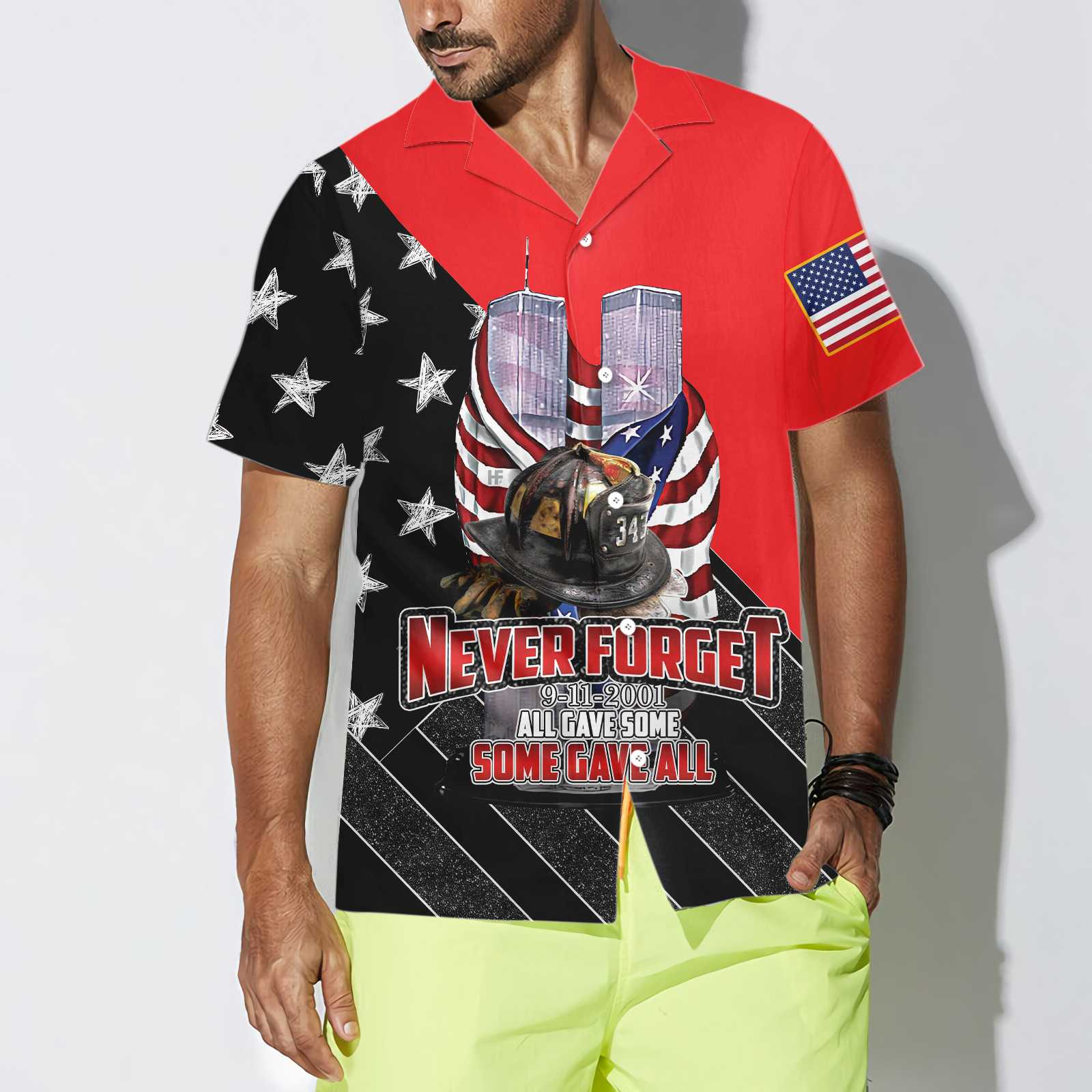 All Gave Some Some Gave All Patriot Day Hawaiian Shirt, American Flag Pattern 9/11 Memorial Aloha Shirt For Men, Perfect Gift For Friends, Husband, Boyfriend, Family