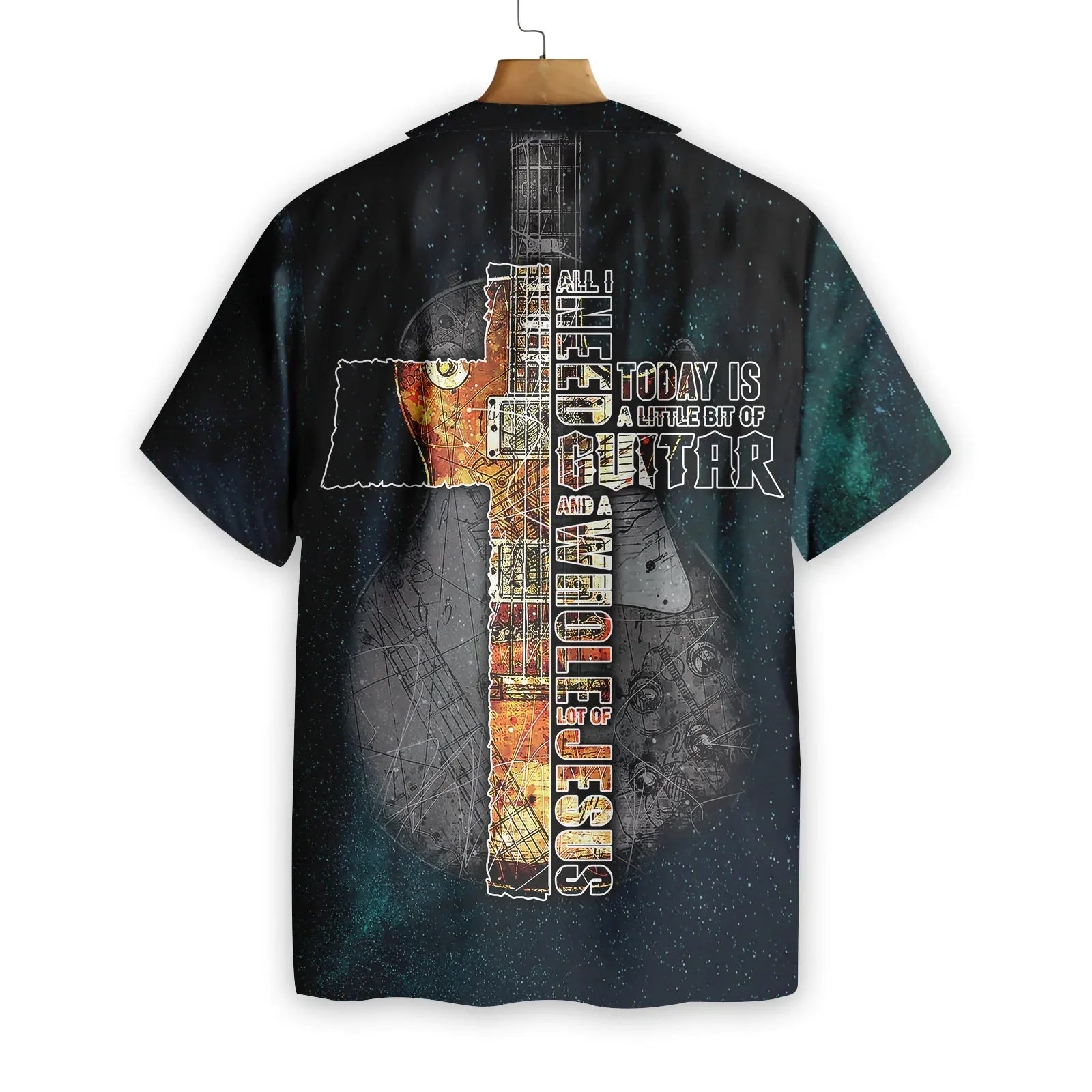 Guitar Night Sky Hawaiian Shirt, All I Need Today Is A Little Bit Of Guitar Aloha Shirt For Men And Women, Perfect Gift For Friends, Husband, Boyfriend, Family, Wife, Girlfriend
