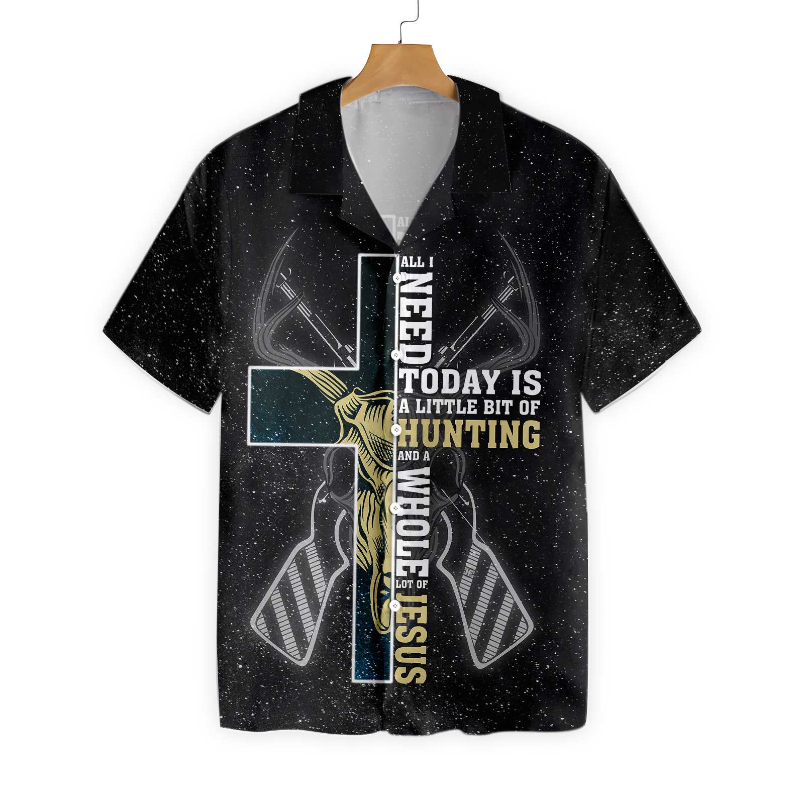 Hunting Black Hawaiian Shirt, All I Need Today is A Little Bit of Hunting Aloha Shirt For Men And Women, Perfect Gift For Friends, Husband, Boyfriend, Family, Wife, Girlfriend