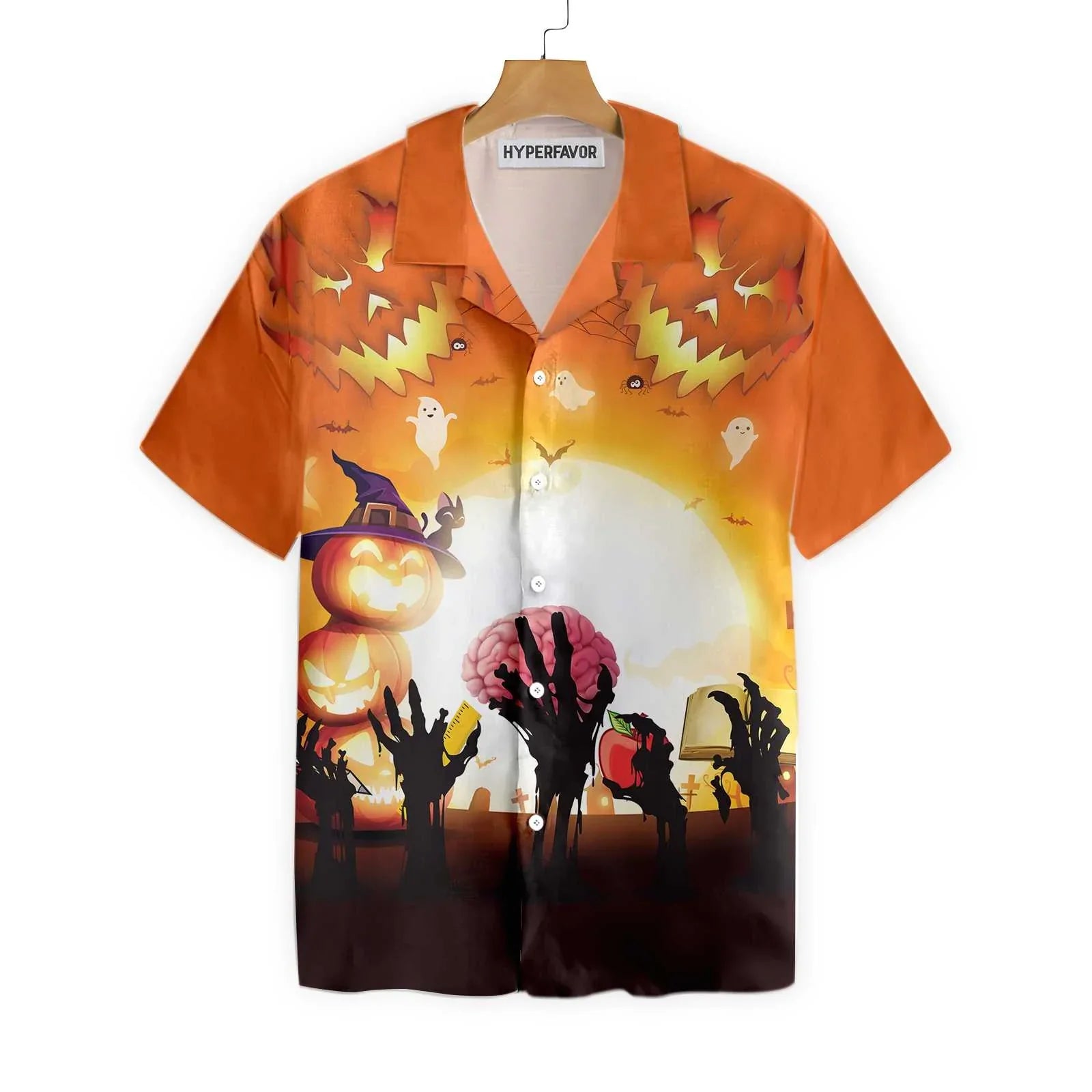 All Teachers Love Brains Teacher Hawaiian Shirt, Halloween Teacher Aloha Shirt for Men And Women, Best Gift For Teachers