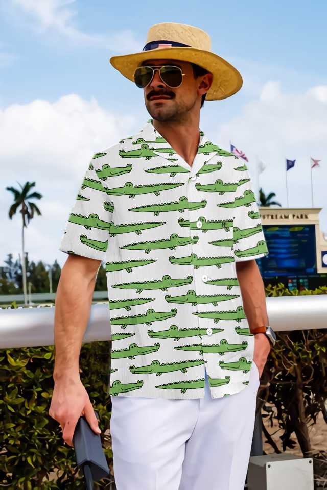Alligator Seamless Pattern Hawaiian Shirt, Alligator Aloha Shirt For Men And Women, Perfect Gift For Alligator Lovers