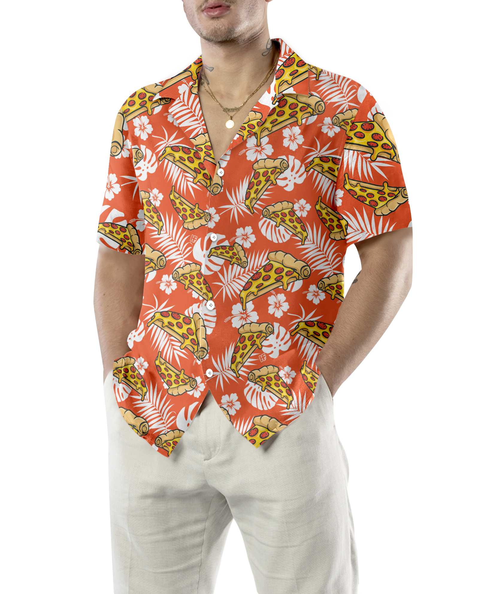 Aloha Tropical Pizza Shirt For Men Hawaiian Shirt, 3D Pizza Hawaiian Shirt, Perpect Gift For Men, Lovers, Husband, Boyfriend, Family