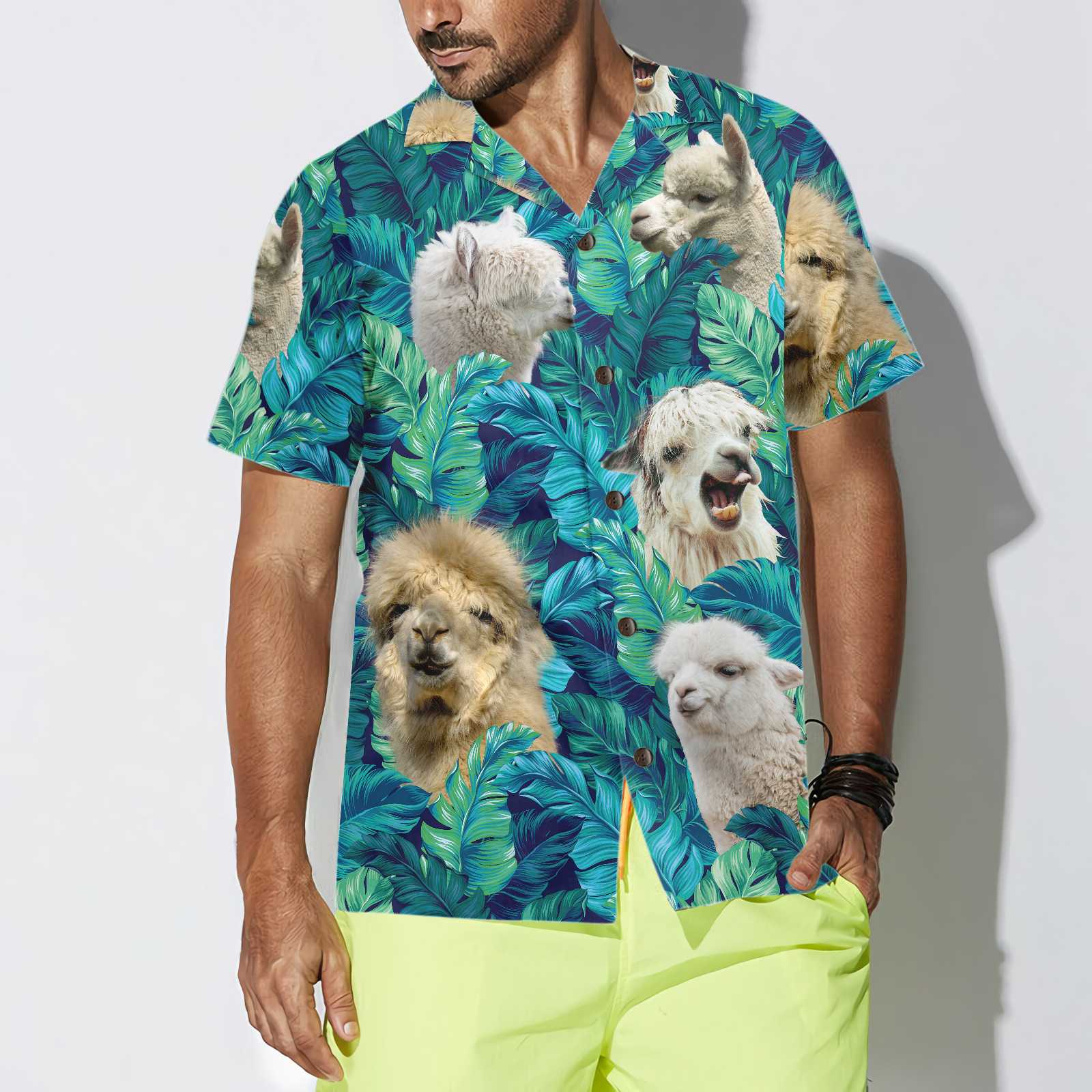 Funny Alpaca Tropical Hawaiian Shirt, Alpaca Aloha Shirt For Men And Women, Best Gift For Alpaca Lovers, Friends, Family