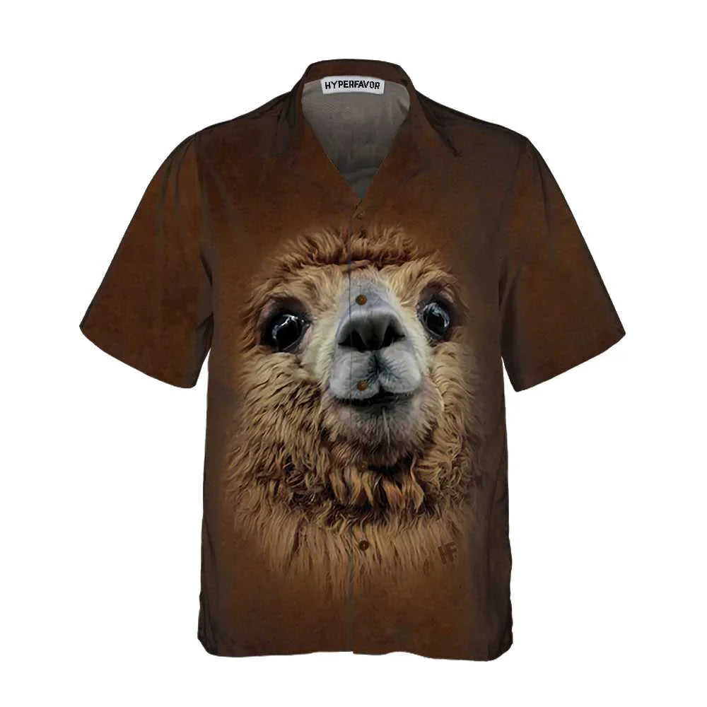 Funny Alpaca Hawaiian Shirt, Brown Alpaca Aloha Shirt For Men & Women, Best Gift For Alpaca Lovers
