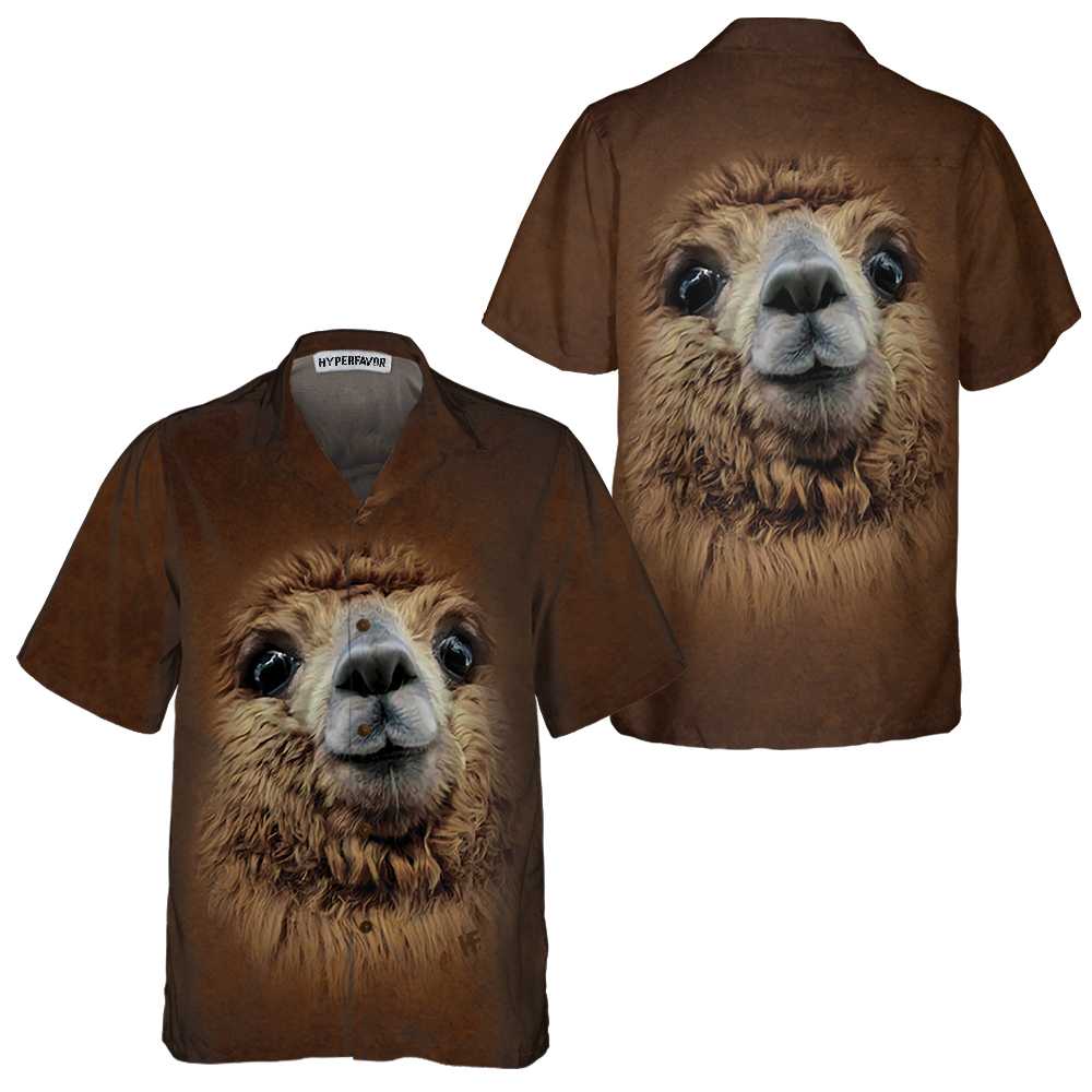 Funny Alpaca Hawaiian Shirt, Brown Alpaca Aloha Shirt For Men & Women, Best Gift For Alpaca Lovers