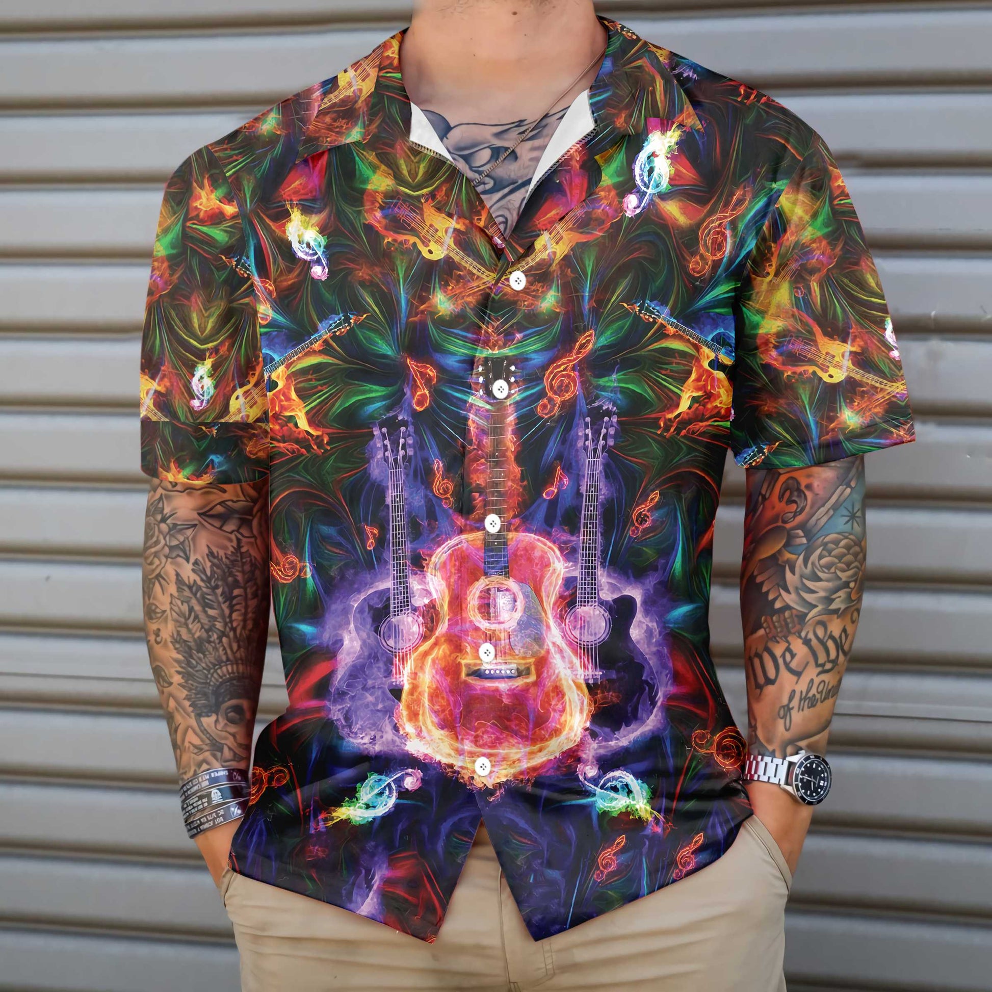 Amazing Guitar For Life Hawaiian Shirt, Color Guitar Aloha Shirt For Men & Women, Best Gift For Guitar Lovers