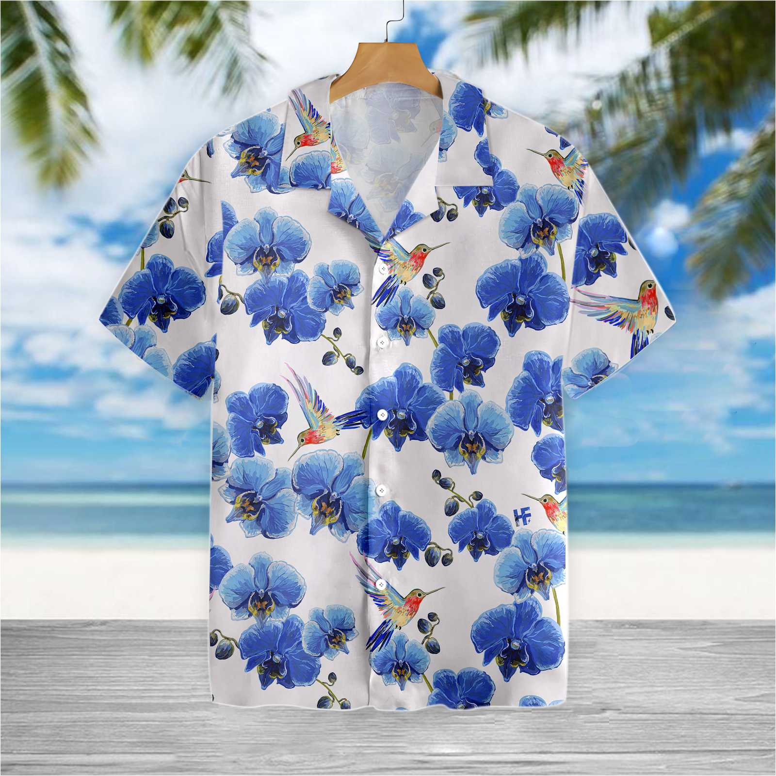 Amazing Hummingbird Hawaiian Shirt, Hummingbird Blue Flower Aloha Shirt For Men & Women, Best Gift For Husband, Wife, Boyfriend, Girlfriend, Friend, Family