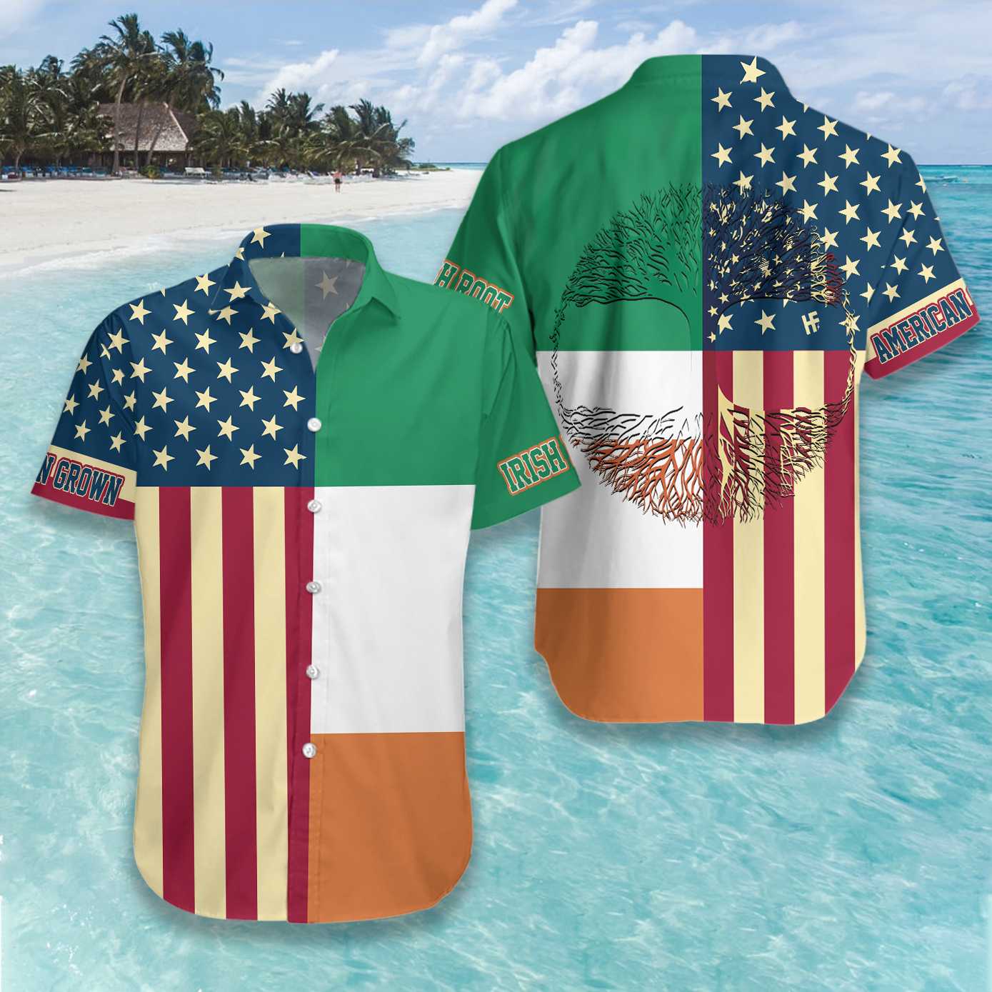 America And Ireland Hawaiian Shirt, America Flag Ireland Flag Aloha Shirt For Men & Women, Best Gift For Husband, Wife, Boyfriend, Girlfriend, Friend, Family
