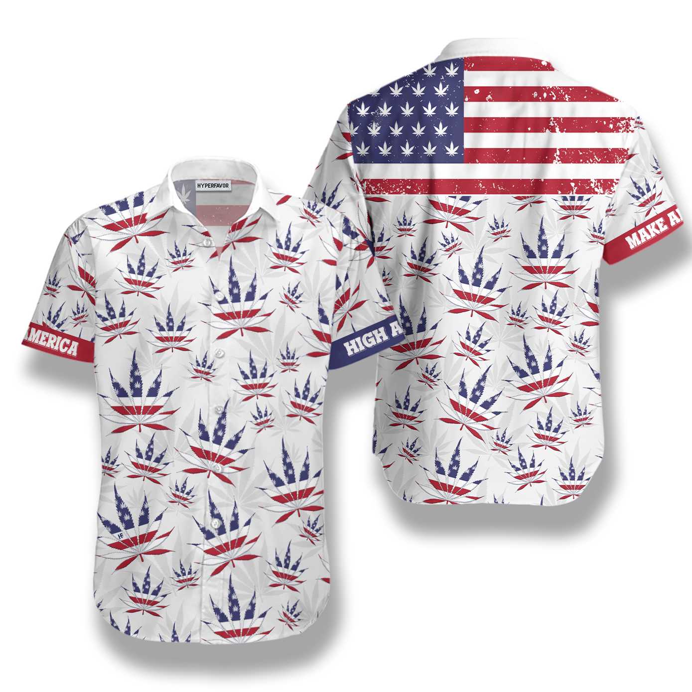 America Flag Marijuana Leaf Hawaiian Shirt, Make American Aloha Shirt For Men & Women, Best Gift For Husband, Wife, Boyfriend, Girlfriend, Friend, Family