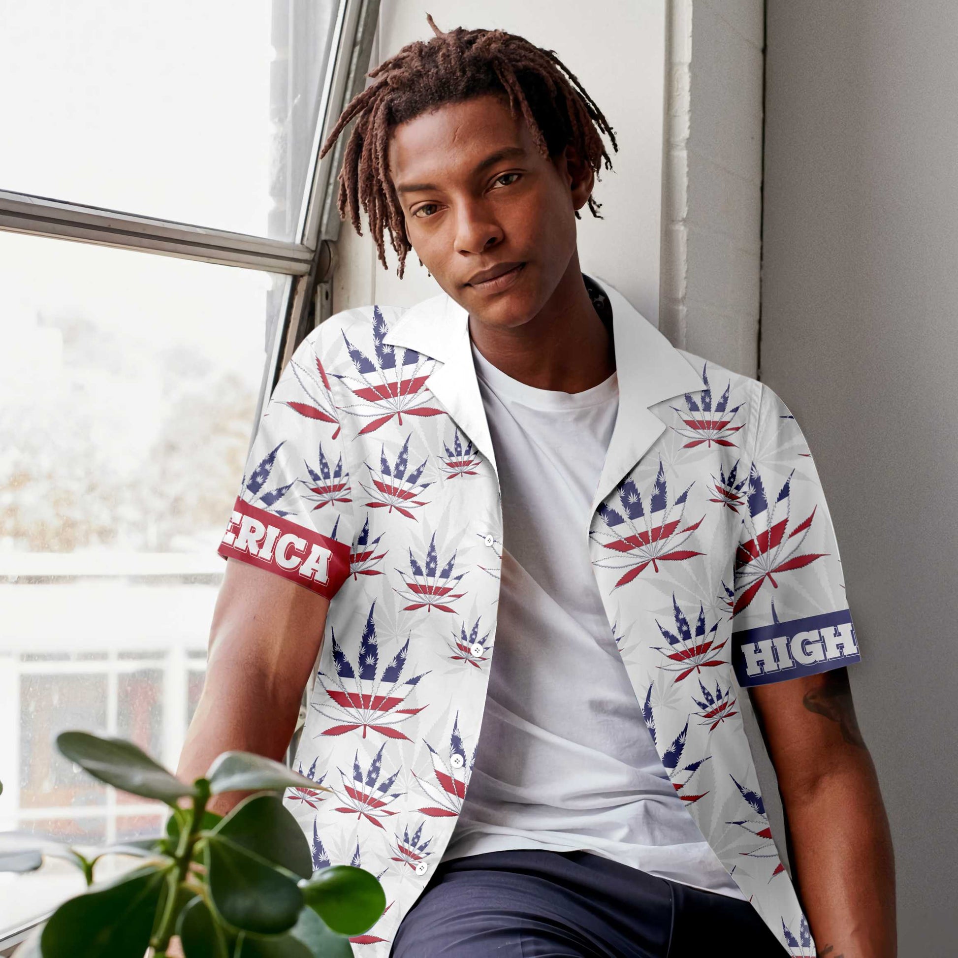 America Flag Marijuana Leaf Hawaiian Shirt, Make American Aloha Shirt For Men & Women, Best Gift For Husband, Wife, Boyfriend, Girlfriend, Friend, Family