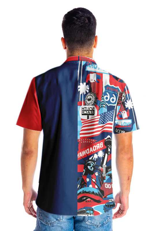 America Pop Art Hawaiian Shirt, Navy Red Aloha Shirt For Men & Women, Best Gift For Husband, Wife, Boyfriend, Girlfriend, Friend, Family