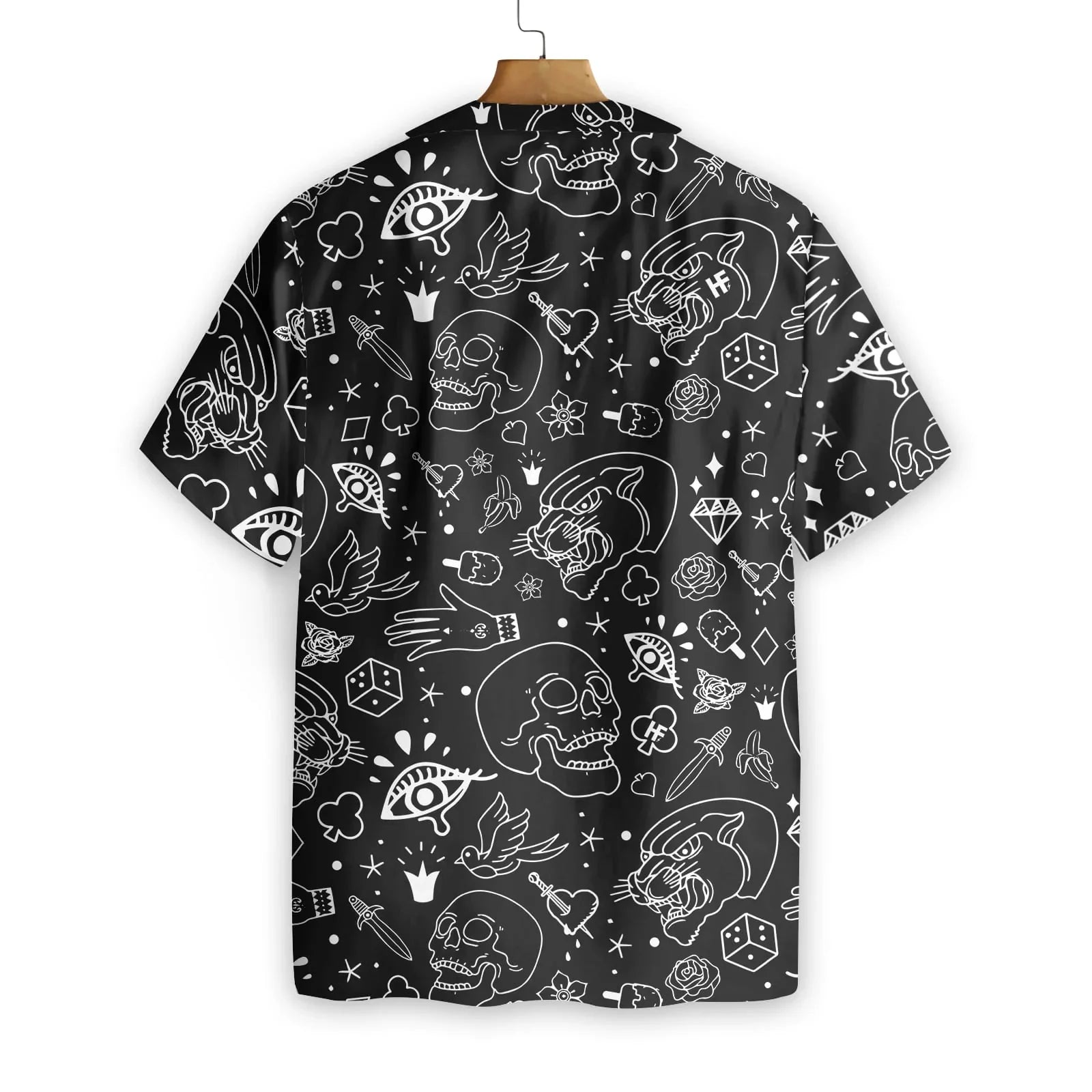 American Traditional Flash Tattoo Skull Hawaiian Shirt, Symbol Tattoo Aloha Shirt For Men & Women, Best Gift For Husband, Wife, Boyfriend, Girlfriend