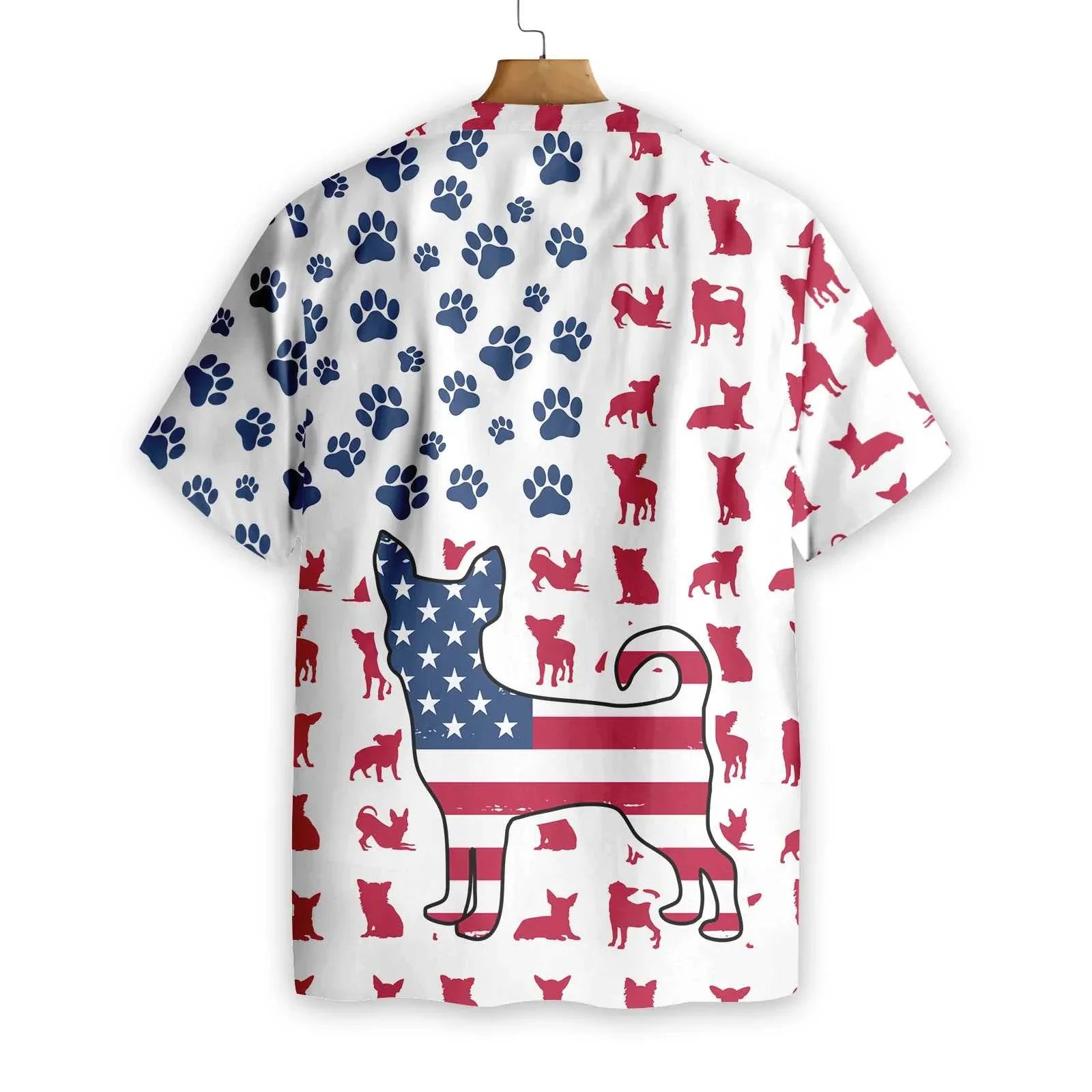 Chihuahua American Flag Hawaiian Shirt, Chihuahua Paw Aloha Shirt For Men & Women, Best Gift For Chihuahua Lovers, Patriot