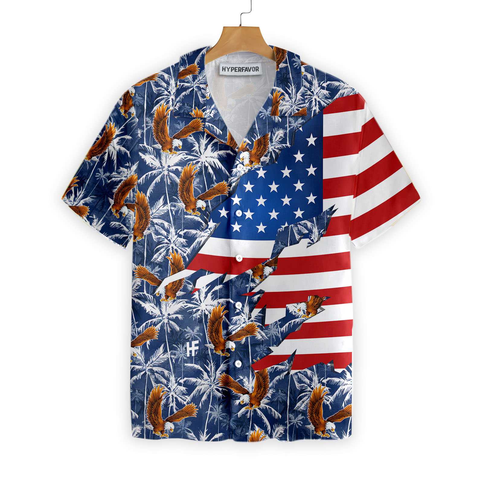 American Flag Eagle Palm Tree Hawaiian Shirt, Eagle Palm Aloha Shirt For Men & Women, Best Gift For Patriot, Husband, Wife, Boy