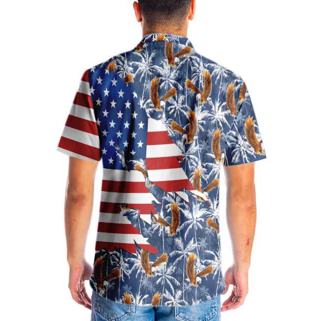 American Flag Eagle Palm Tree Hawaiian Shirt, Eagle Palm Aloha Shirt For Men & Women, Best Gift For Patriot, Husband, Wife, Boy