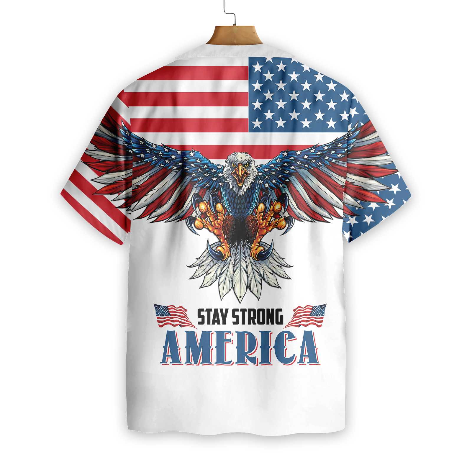American Flag Eagle Hawaiian Shirt, Stay Strong America Aloha Shirt For Men & Women, Best Gift For Patriot, Husband, Wife, Boyfriend, Girlfriend