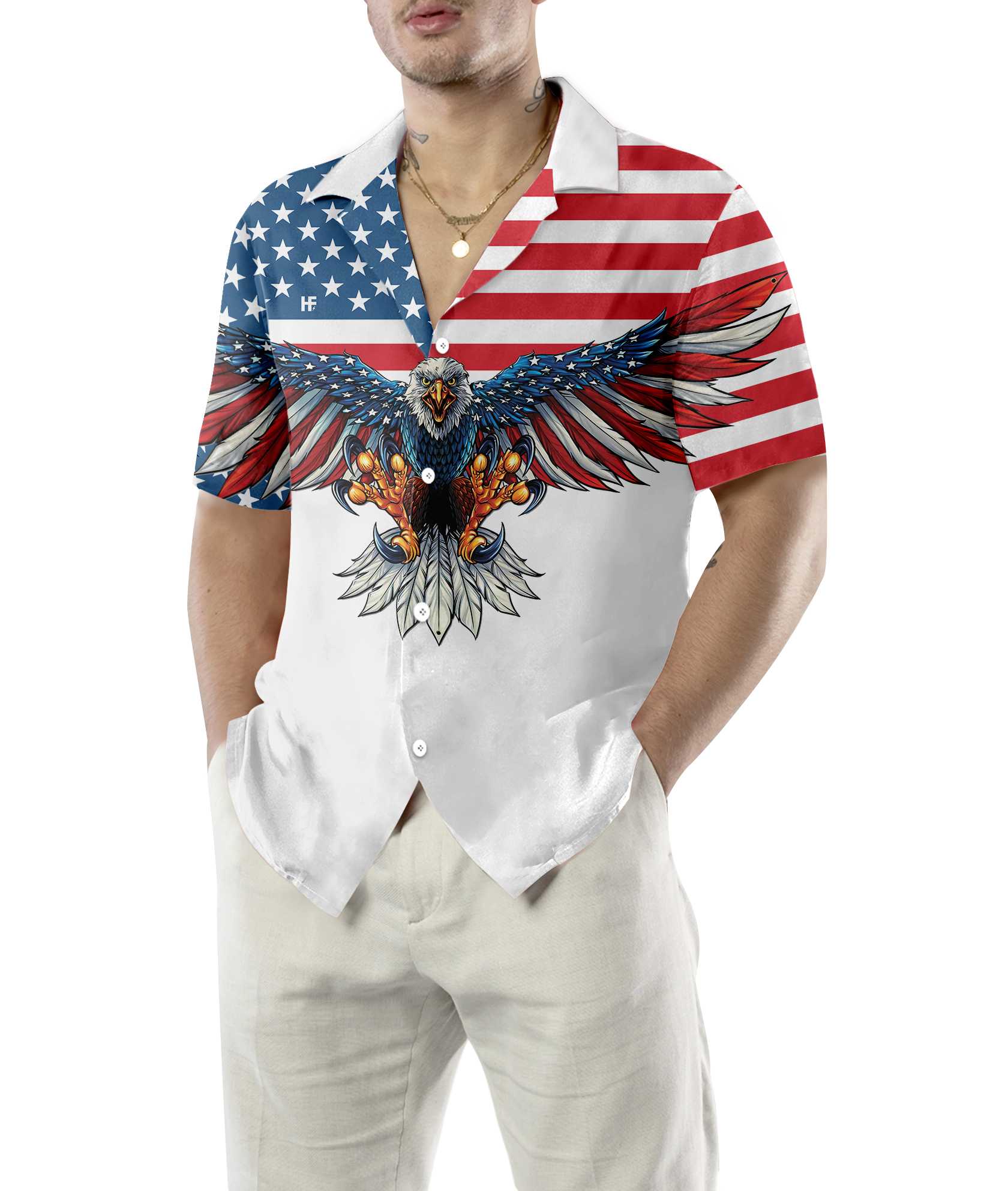 American Flag Eagle Hawaiian Shirt, Stay Strong America Aloha Shirt For Men & Women, Best Gift For Patriot, Husband, Wife, Boyfriend, Girlfriend