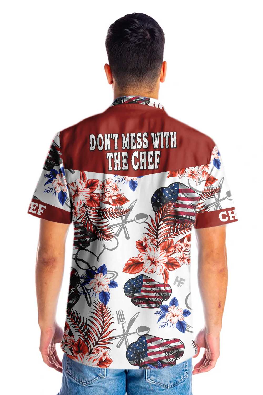 Chef American Flag And Tropical Hawaiian Shirt, Don't Mess With The Chef Aloha Shirt For Men & Women, Best Gift For Patriot, Husband, Wife, Boyfriend, Girlfriend