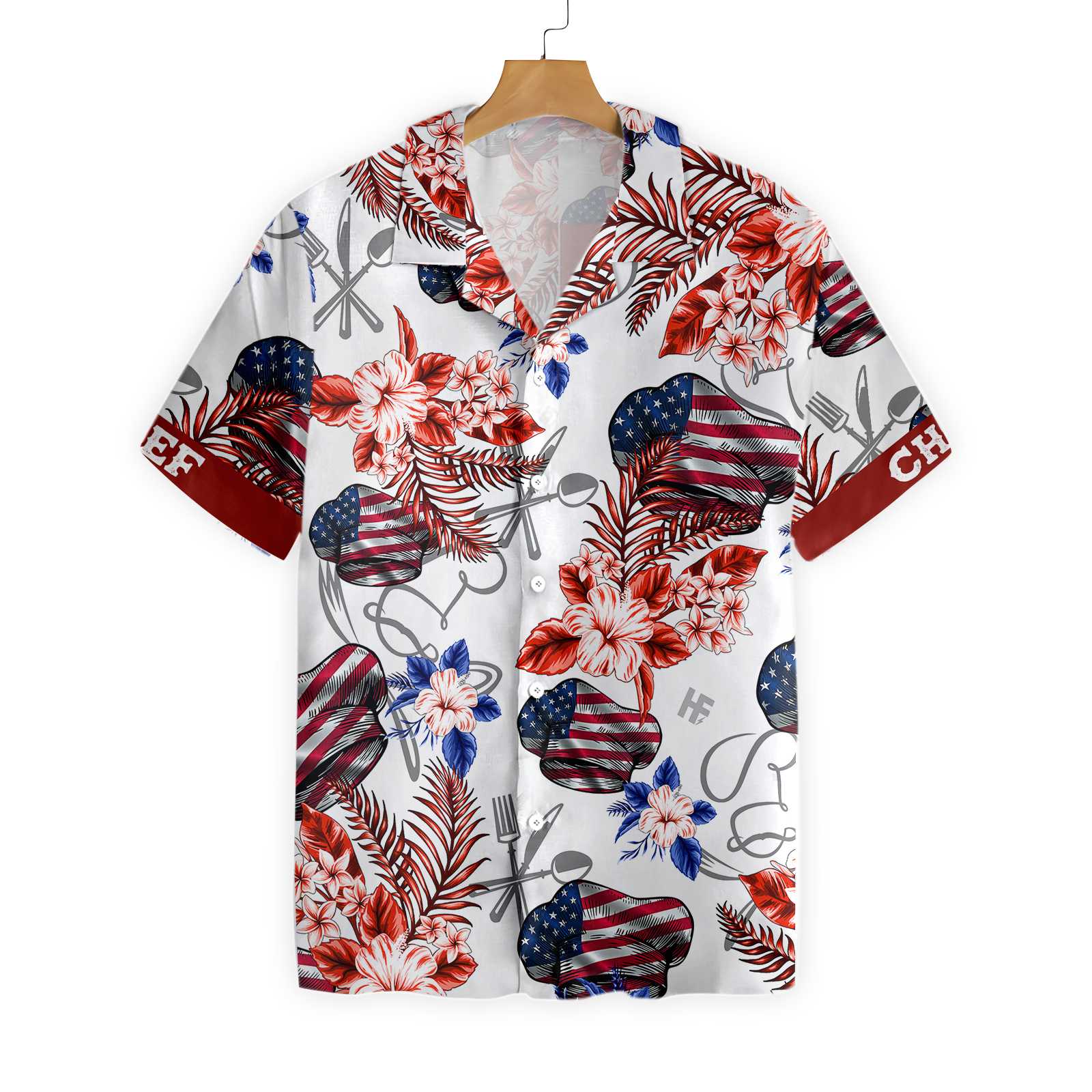Chef American Flag And Tropical Hawaiian Shirt, Don't Mess With The Chef Aloha Shirt For Men & Women, Best Gift For Patriot, Husband, Wife, Boyfriend, Girlfriend