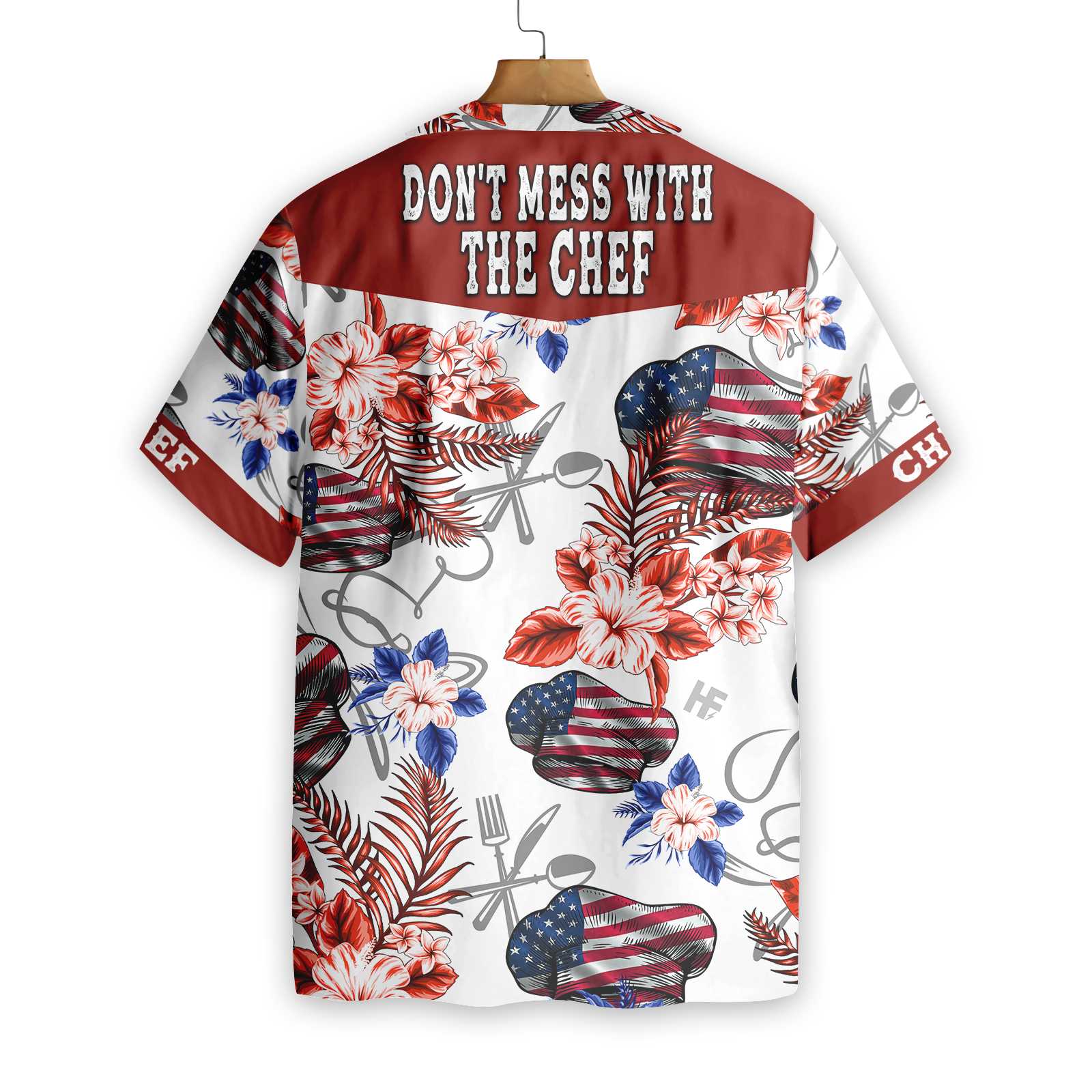 Chef American Flag And Tropical Hawaiian Shirt, Don't Mess With The Chef Aloha Shirt For Men & Women, Best Gift For Patriot, Husband, Wife, Boyfriend, Girlfriend