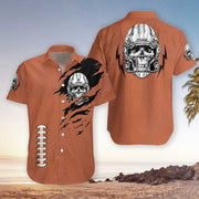 American Football Texture Hawaiian Shirt, Skull Helmet Aloha Shirt For Men & Women, Best Gift For Husband, Wife, Boyfriend, Girlfriend