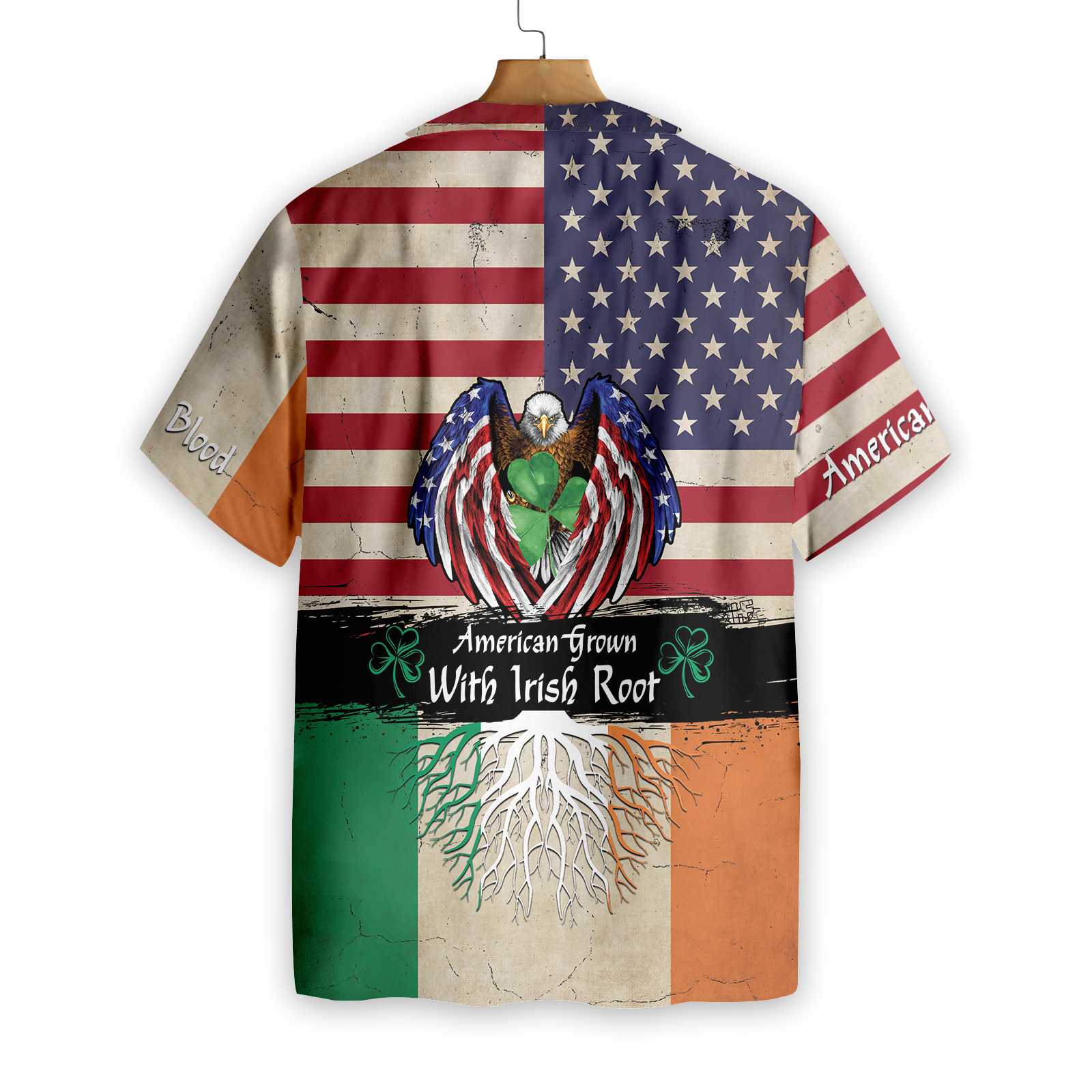 American Flag Eagle Hawaiian Shirt, American Grown With Irish Root Aloha Shirt For Men & Women, Best Gift For Husband, Wife, Boyfriend, Girlfriend
