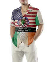 American Flag Eagle Hawaiian Shirt, American Grown With Irish Root Aloha Shirt For Men & Women, Best Gift For Husband, Wife, Boyfriend, Girlfriend