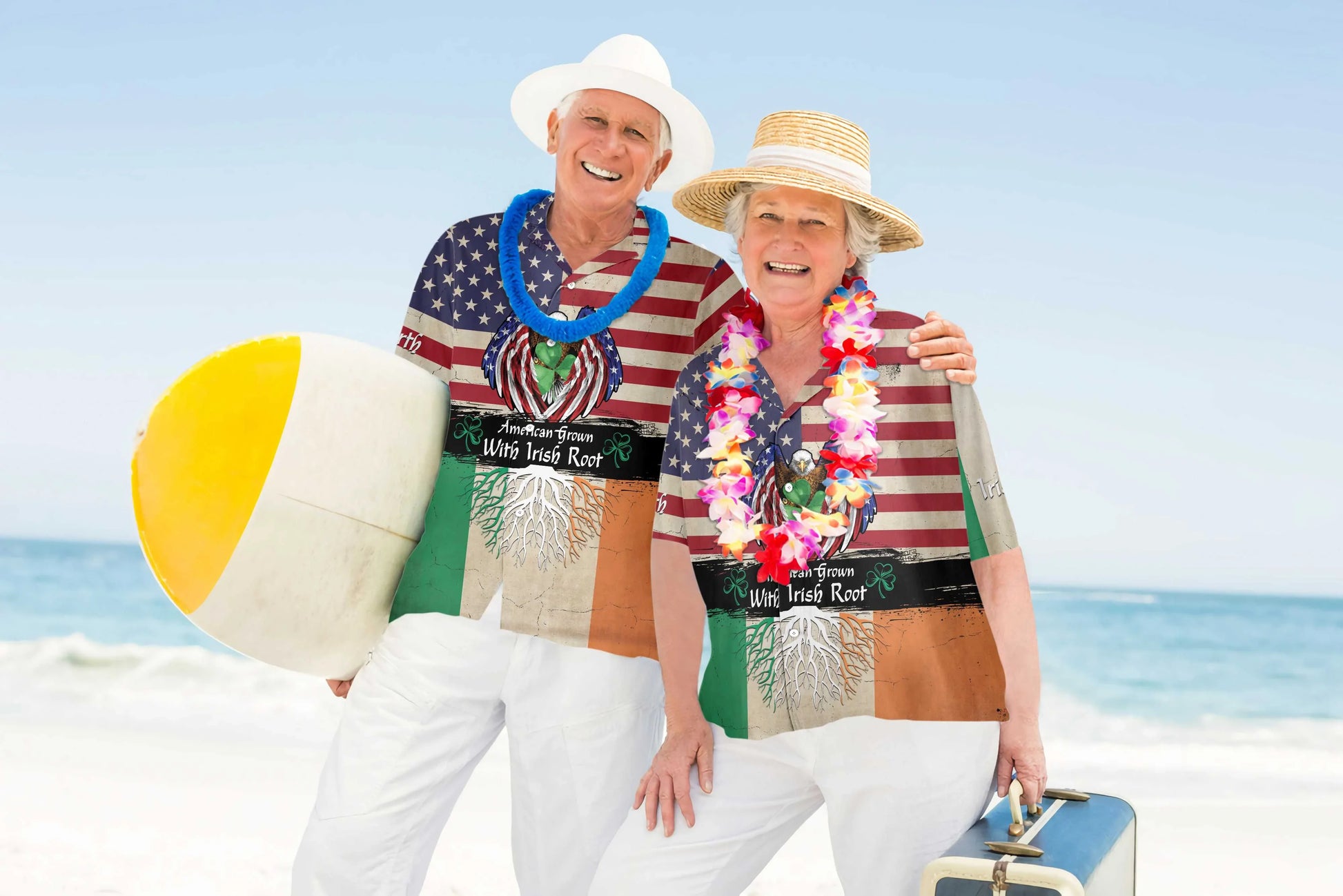 American Flag Eagle Hawaiian Shirt, American Grown With Irish Root Aloha Shirt For Men & Women, Best Gift For Husband, Wife, Boyfriend, Girlfriend