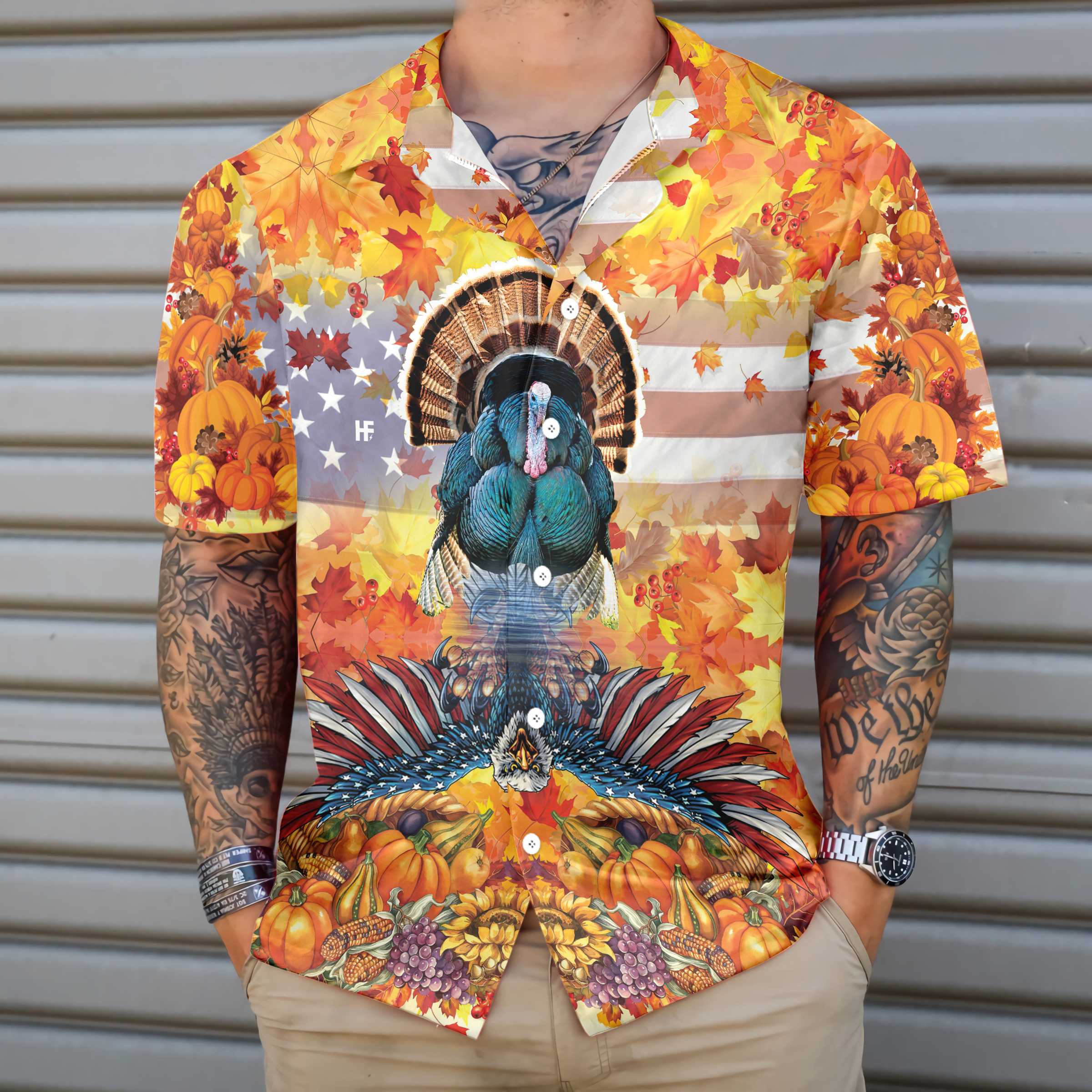 American Turkey Thanksgiving Hawaiian Shirt, Fall Aloha Shirt For Men & Women, Unique Gift For Thanksgiving Day