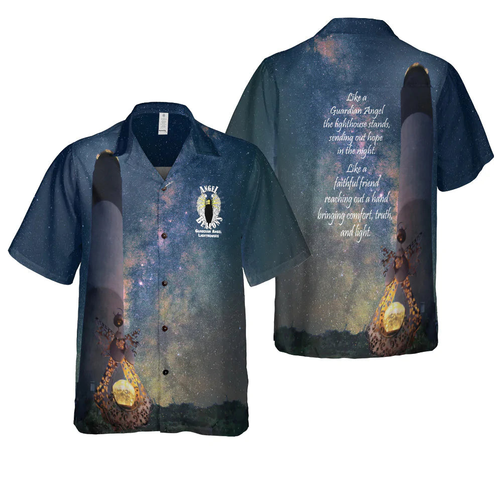 Guardian Angel Beacons Logo Hawaiian Shirt, Lighthouse Aloha Shirt For Men & Women, Best Gift For Husband, Wife, Boyfriend, Girlfriend