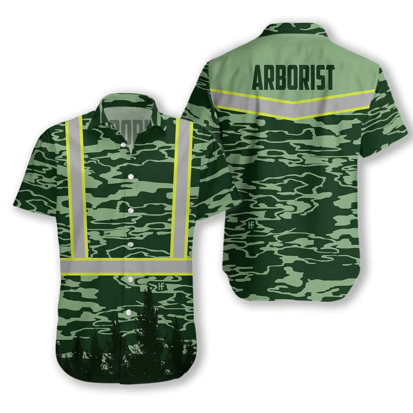 Green Camouflage Pattern Arborist Proud Hawaiian Shirt, Arborist Aloha Shirt For Men & Women, Best Gift For Arborist, Husband, Wife, Boyfriend, Girlfriend