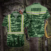 Green Camouflage Pattern Arborist Proud Hawaiian Shirt, Arborist Aloha Shirt For Men & Women, Best Gift For Arborist, Husband, Wife, Boyfriend, Girlfriend