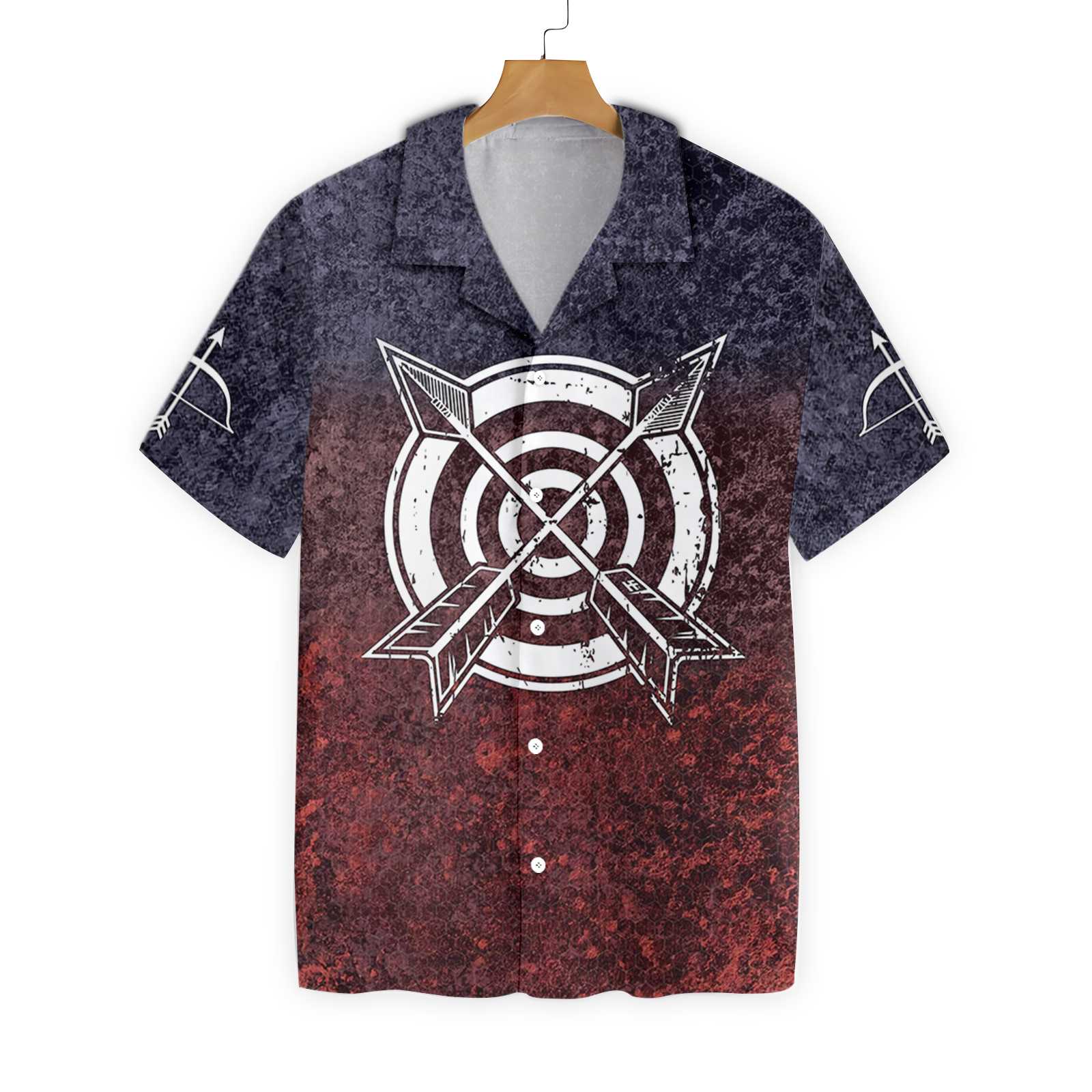 Archery USA Flag Hawaiian Shirt, Navy Red Aloha Shirt For Men & Women, Best Gift For Summer, Husband, Wife, Boyfriend, Girlfriend