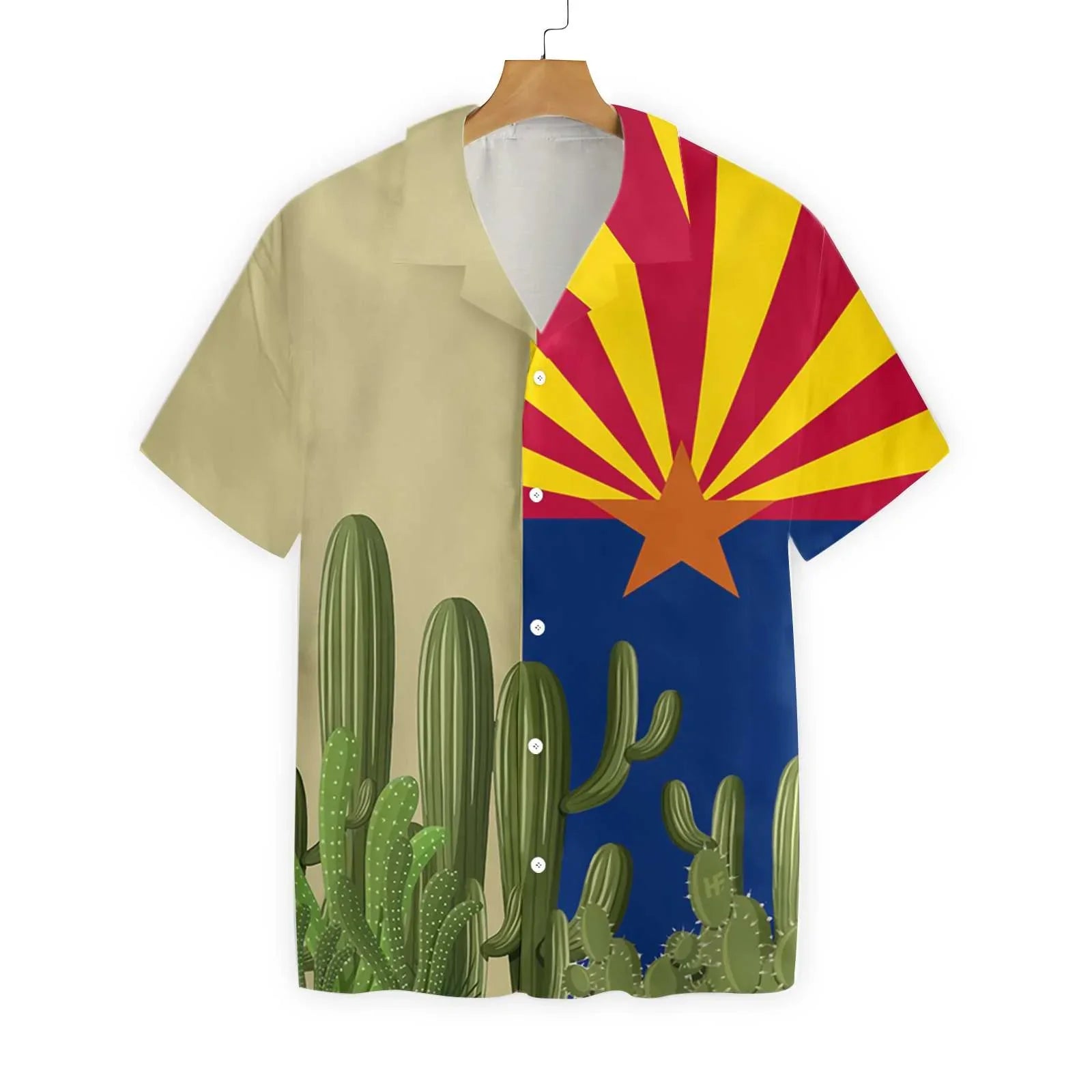 Arizona Flag Saguaro Hawaiian Shirt, Cactus Aloha Shirt For Men & Women, Best Gift For Summer, Husband, Wife, Boyfriend, Girlfriend