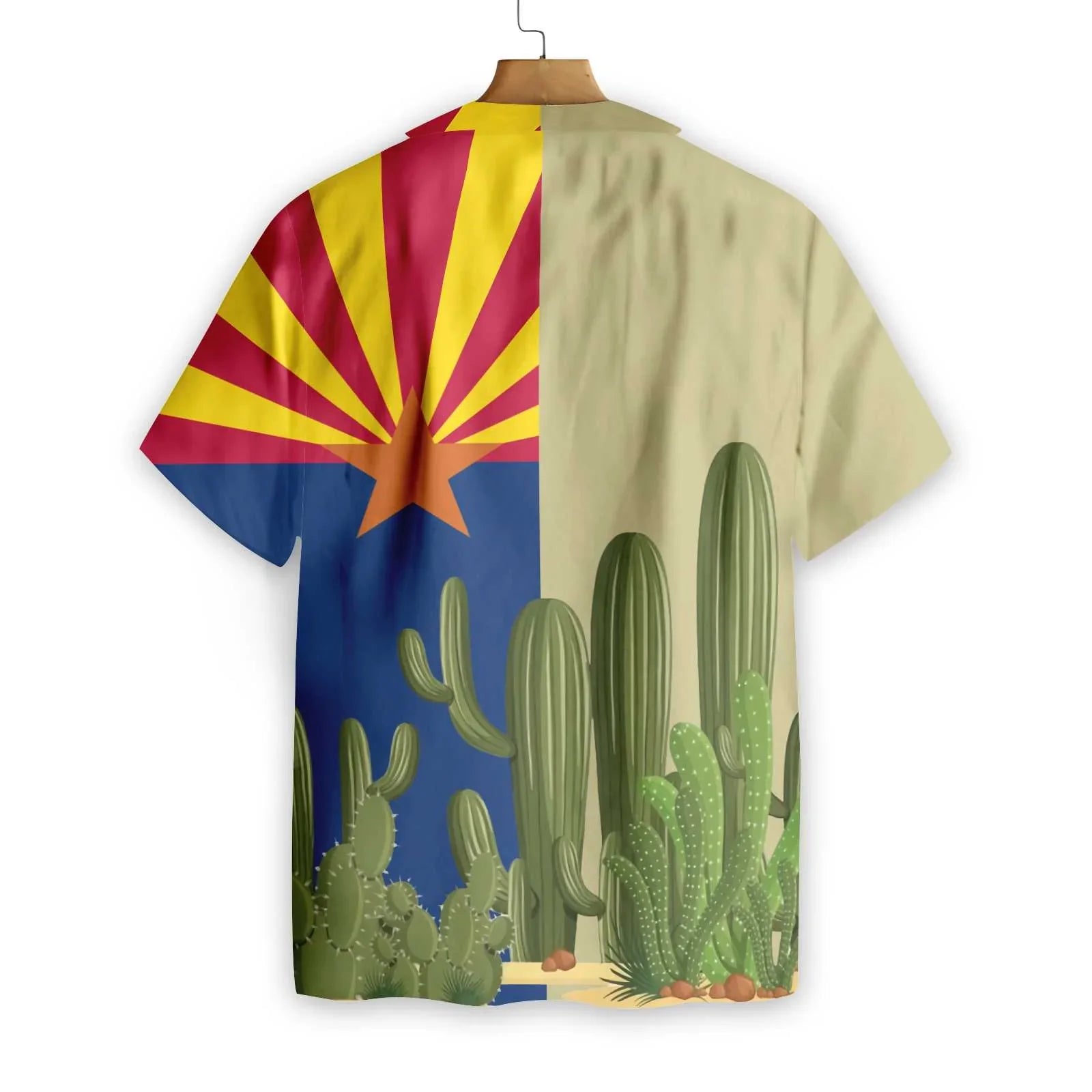 Arizona Flag Saguaro Hawaiian Shirt, Cactus Aloha Shirt For Men & Women, Best Gift For Summer, Husband, Wife, Boyfriend, Girlfriend