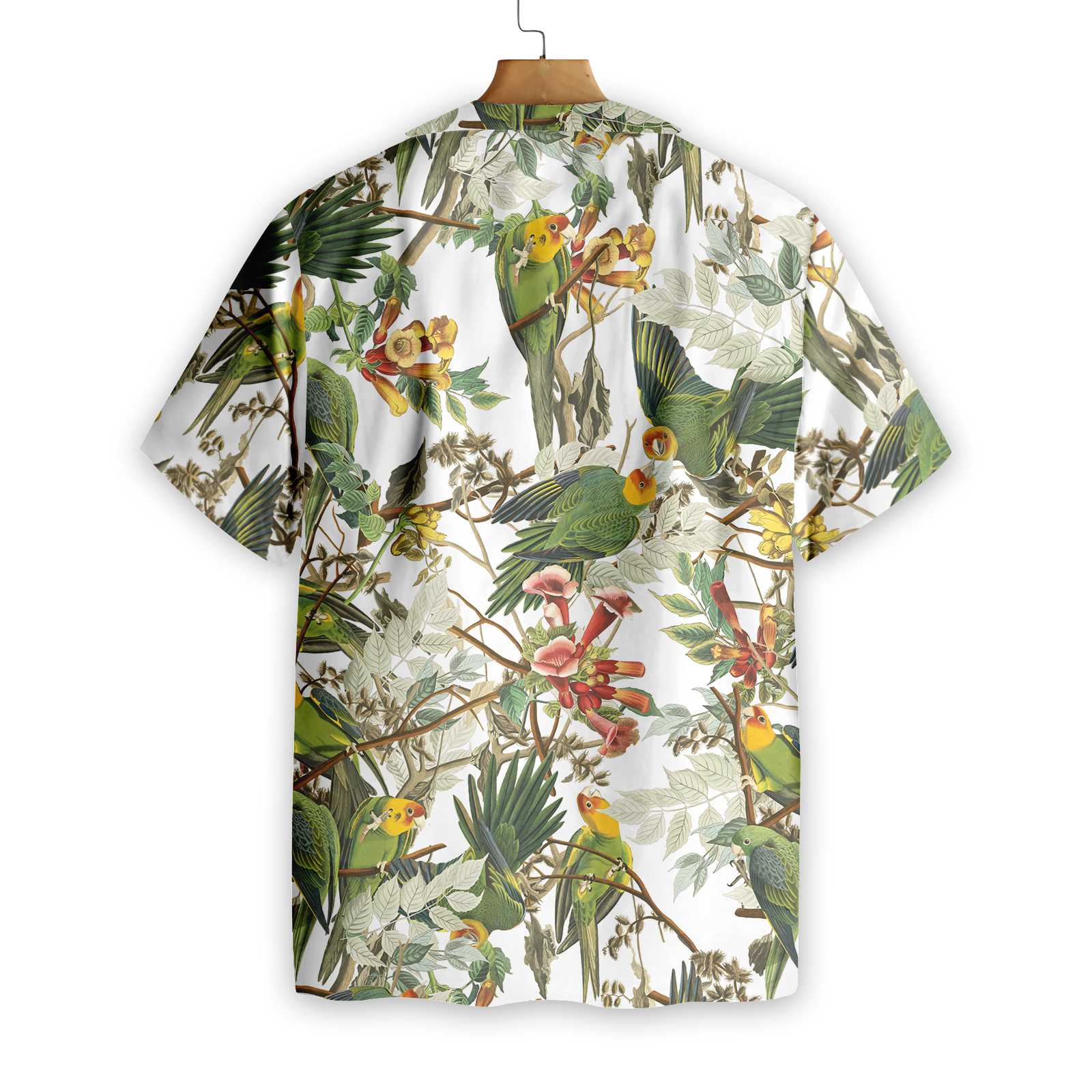 Audubon Carolina Parrot Hawaiian Shirt, Tropical Flower Aloha Shirt For Men & Women, Best Gift For Summer, Husband, Wife, Boyfriend, Girlfriend